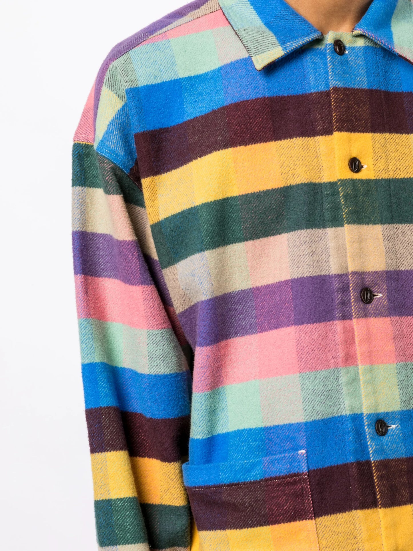 check-pattern button-up flannel shirt