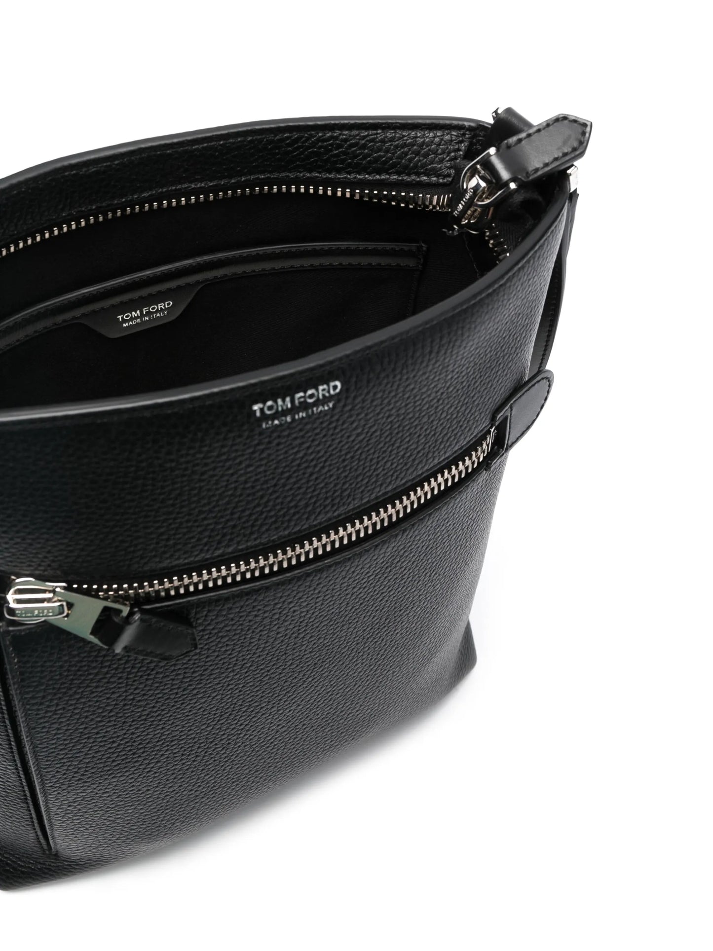 logo-print leather messenger bag