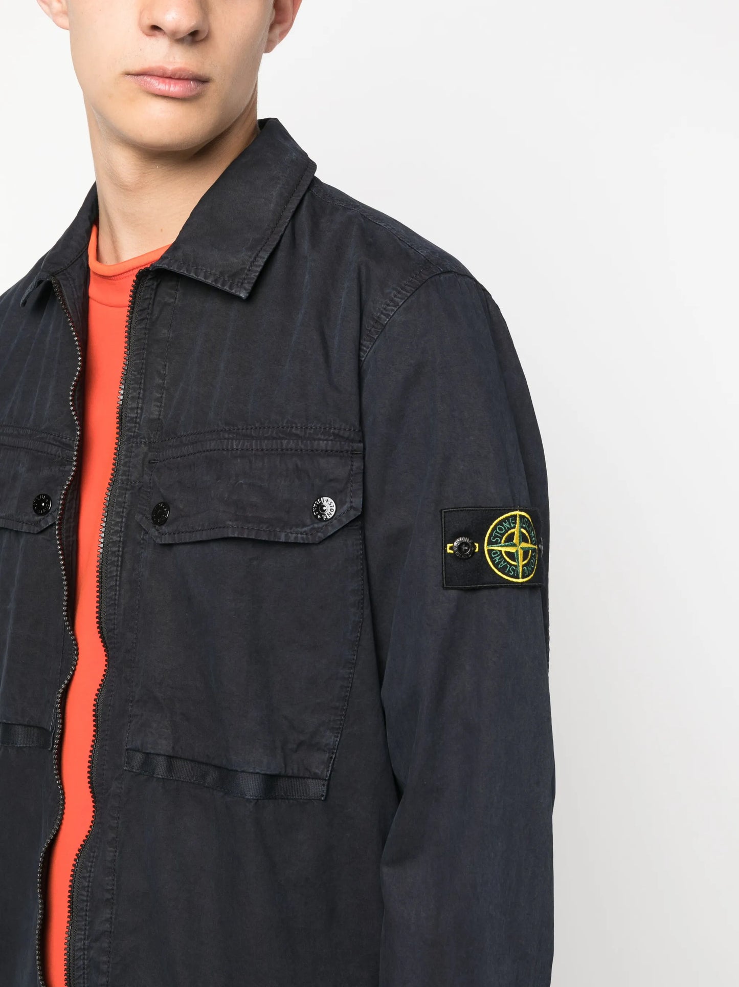 Compass-patch shirt jacket