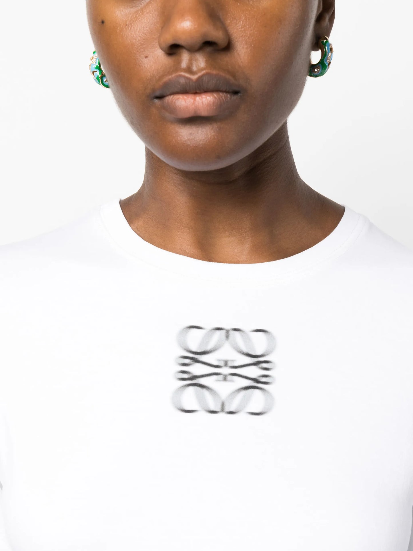 Anagram-print cropped cotton T-shirt