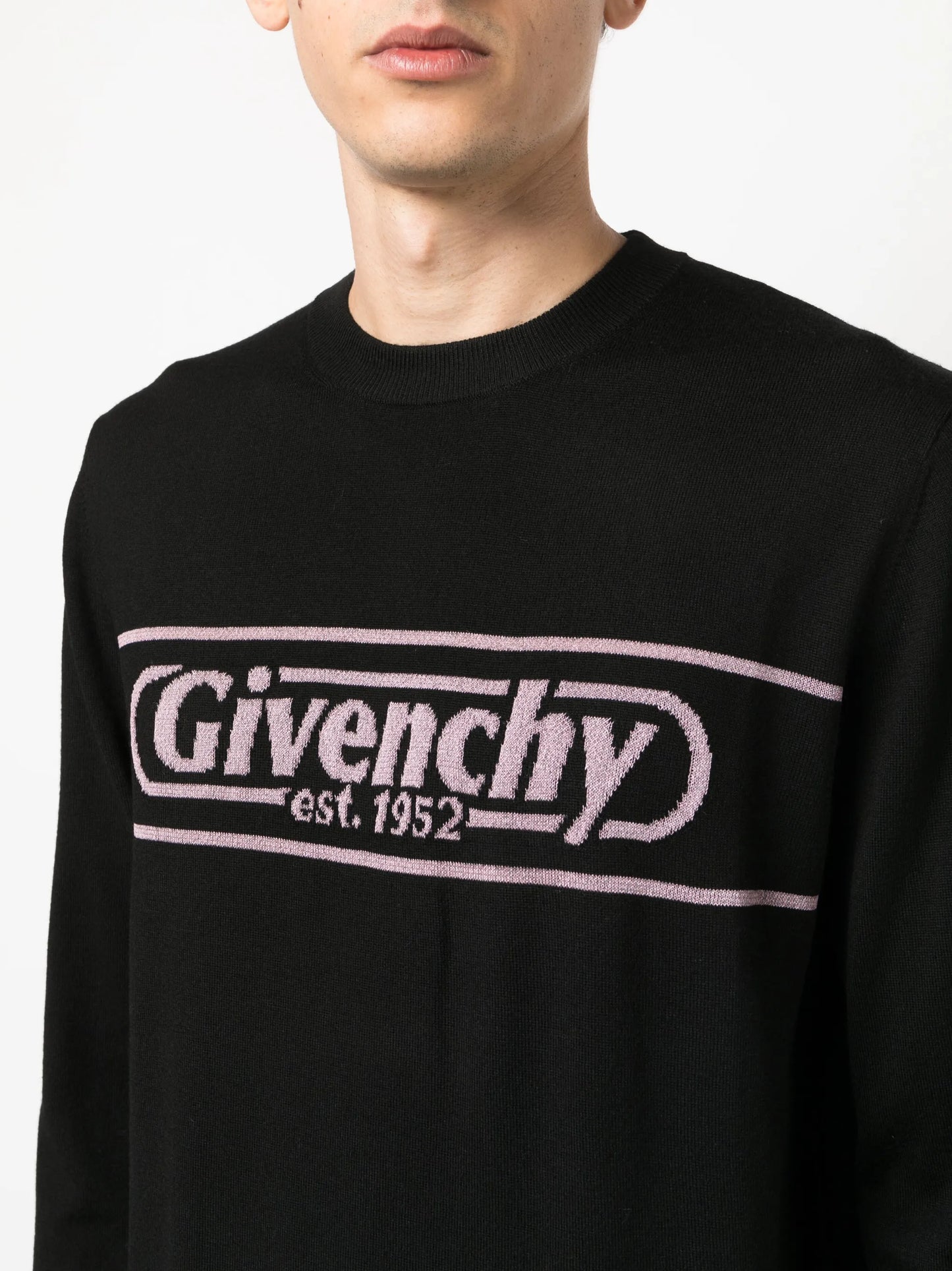 logo-intarsia wool jumper