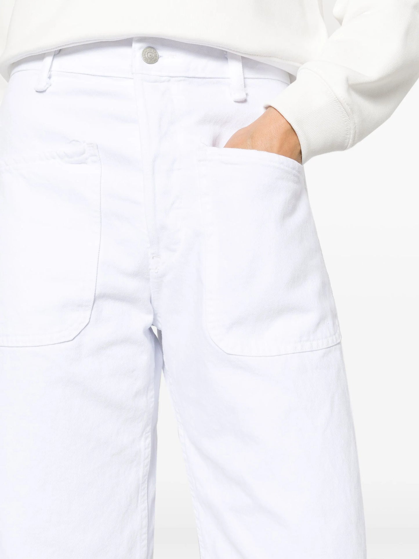 high-waisted tapered-leg jeans