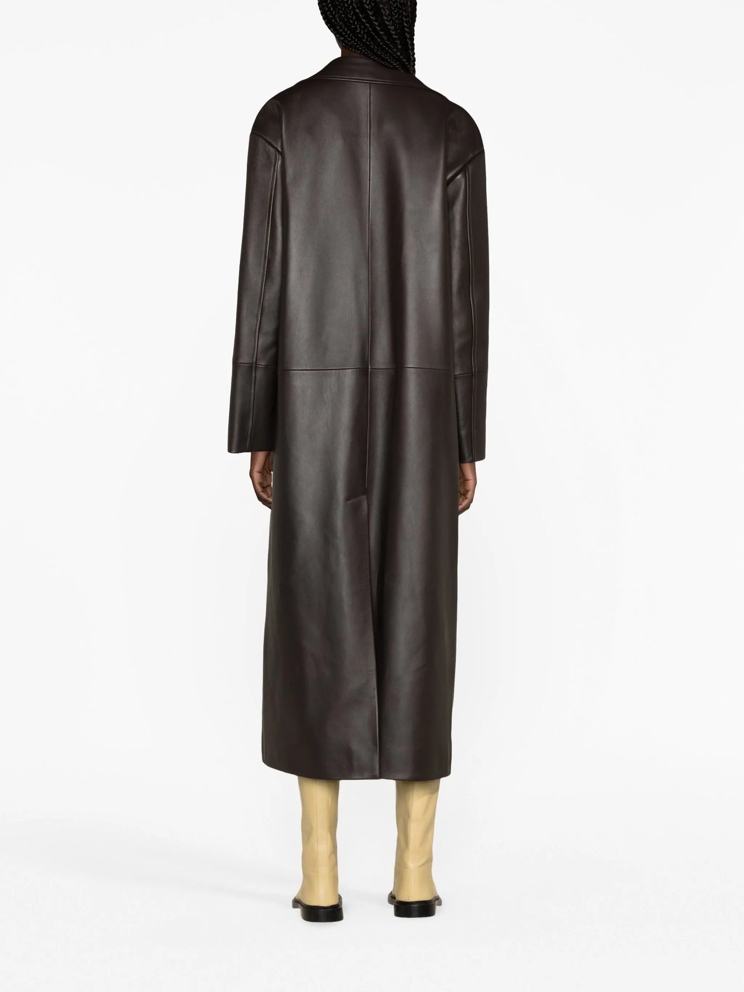 pleated leather coat