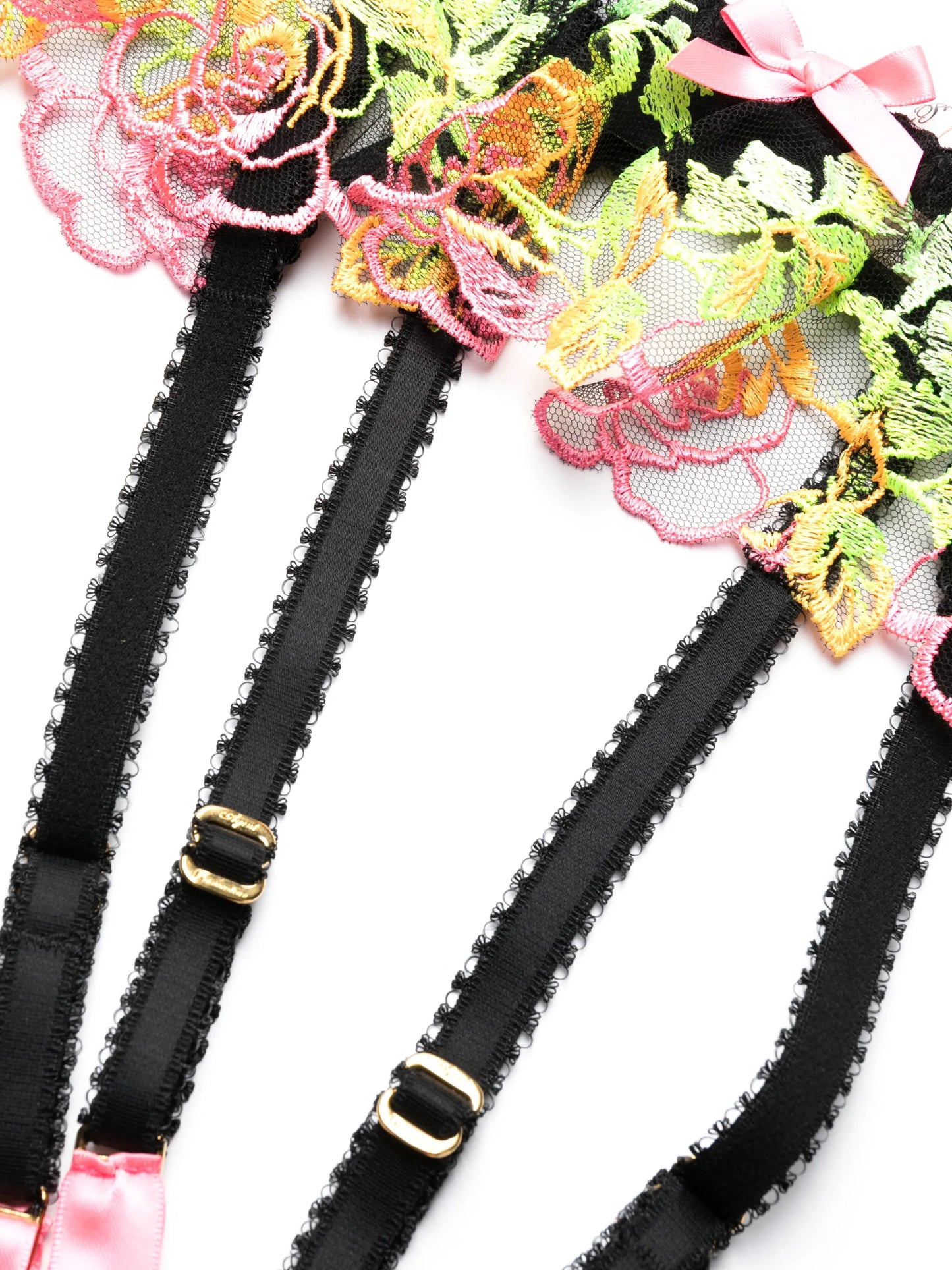 Callypso floral-embroidered tulle suspender