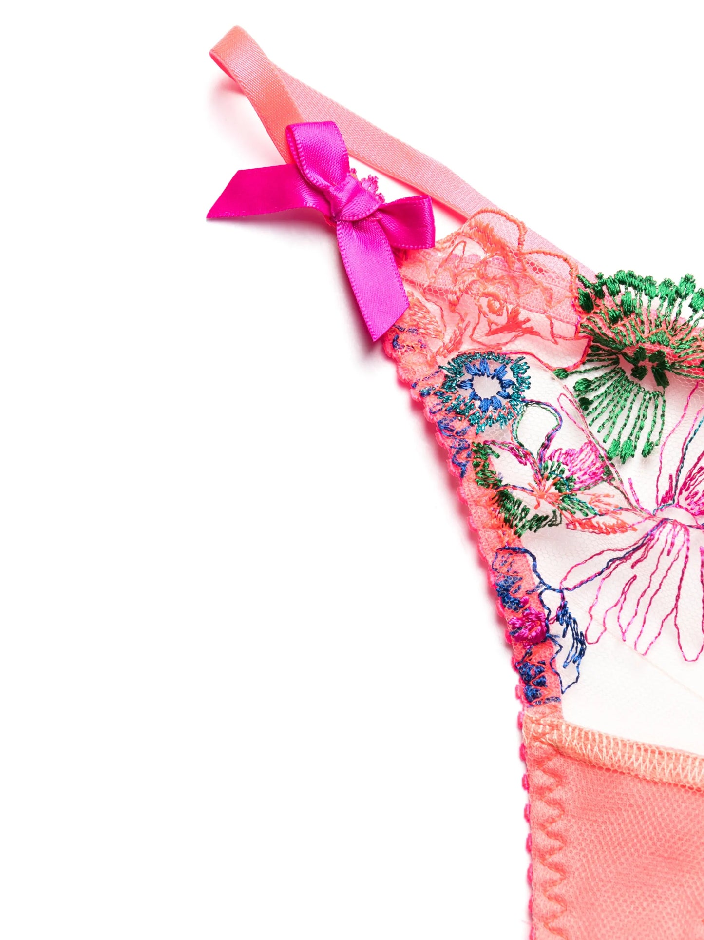 Zuri floral-embroidered lurex tulle thong