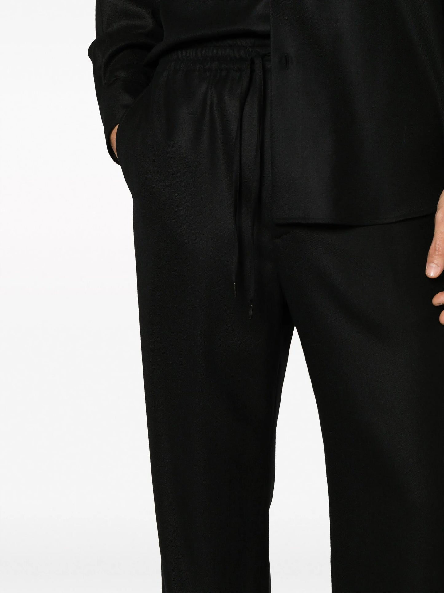 straight-leg wool trousers