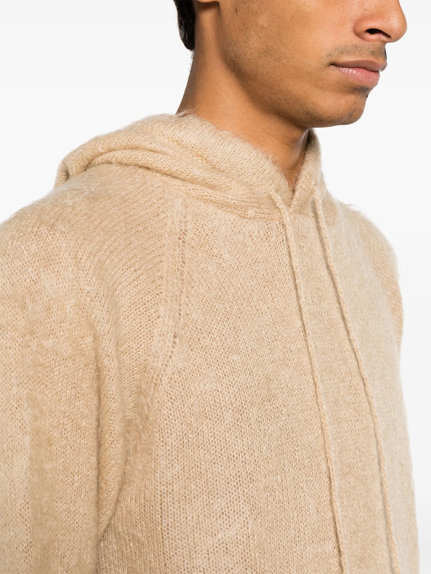 brushed mohair-wool blend hoodie