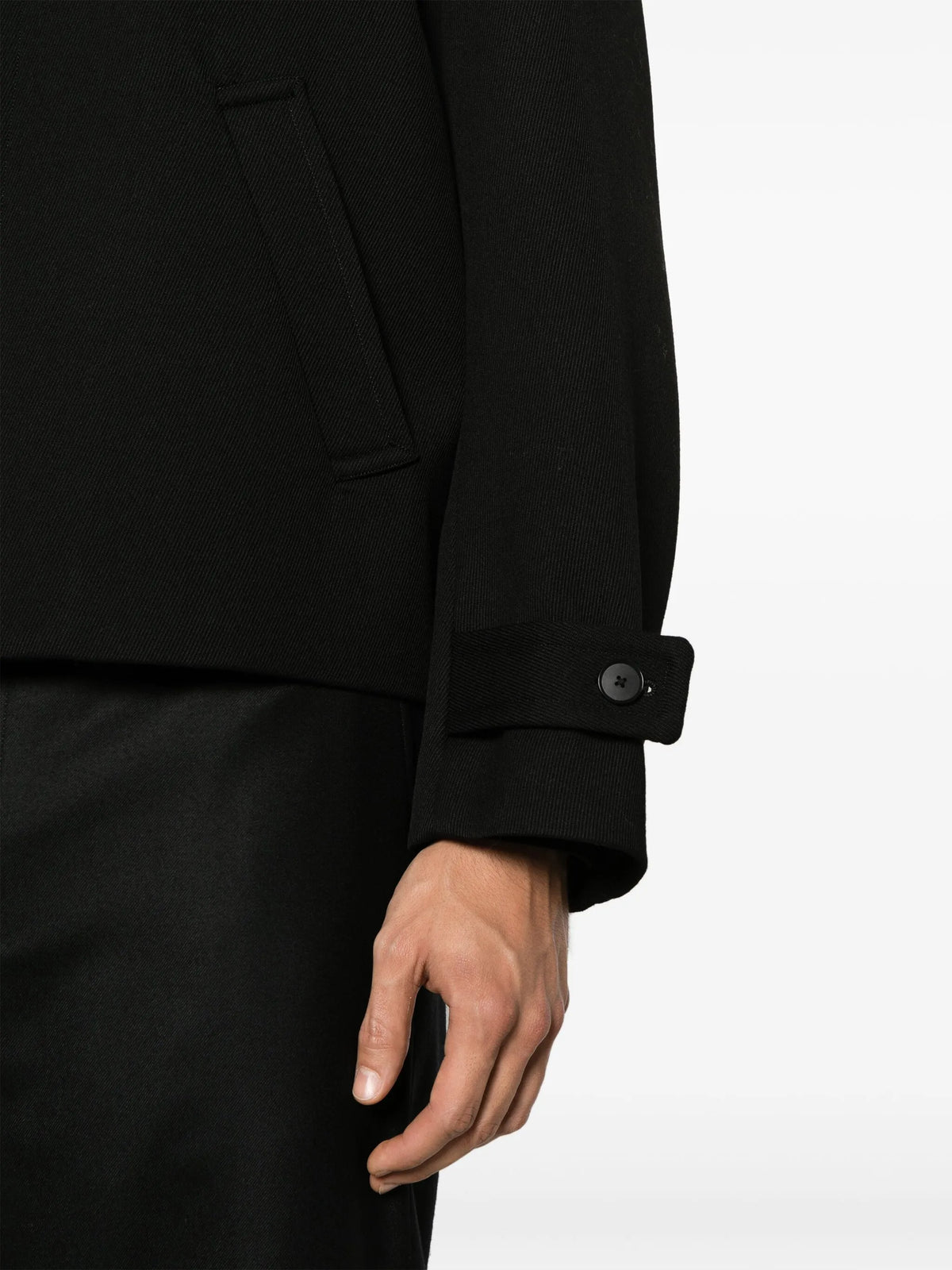 spread-collar wool jacket