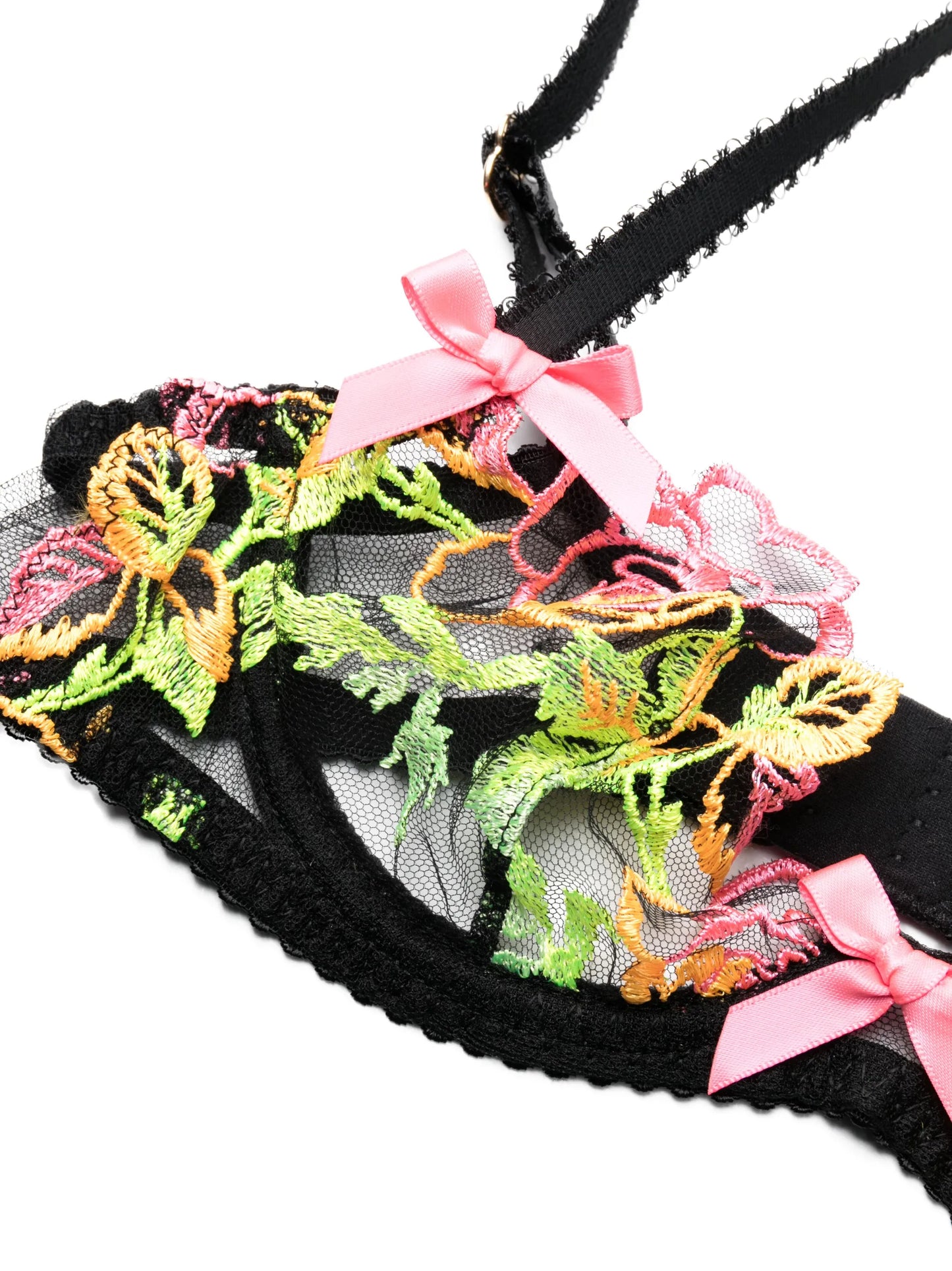 Callypso floral-embroidered tulle bra