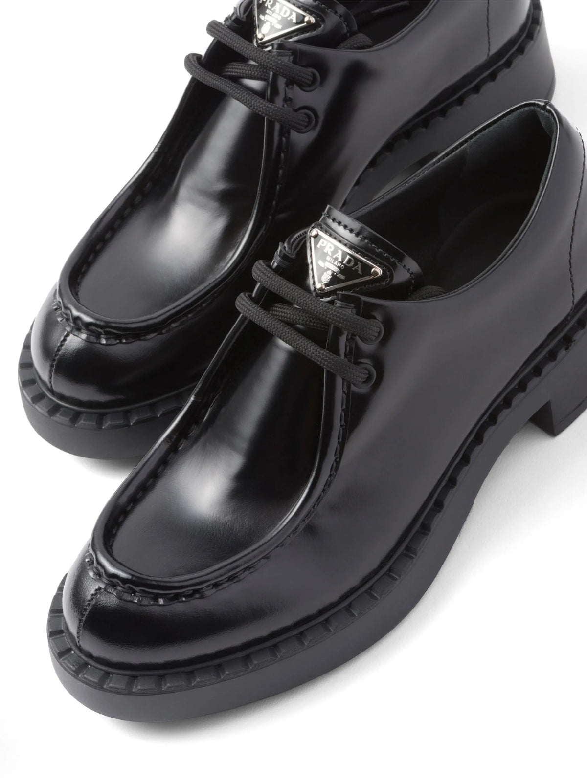 brushed leather lace-up shoes