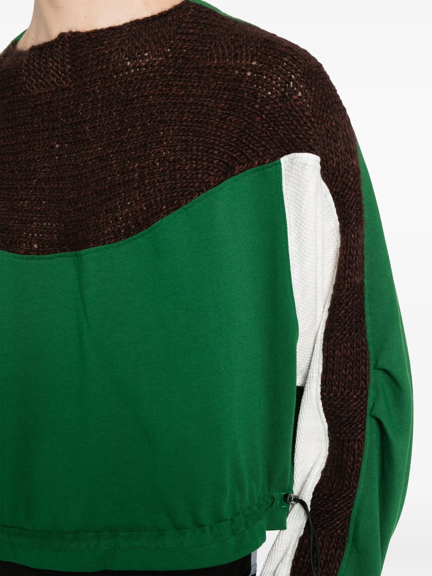 long-sleeve knitted-panel jumper