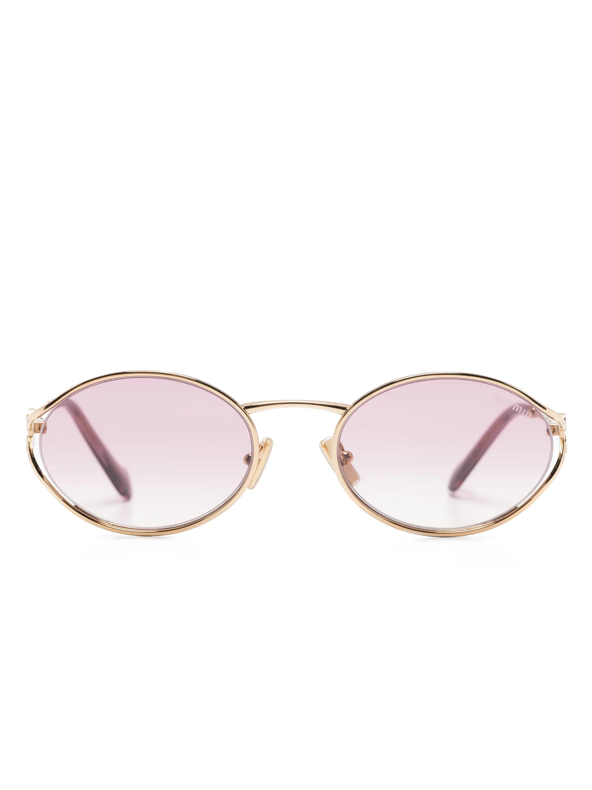 logo-plaque oval-frame sunglasses