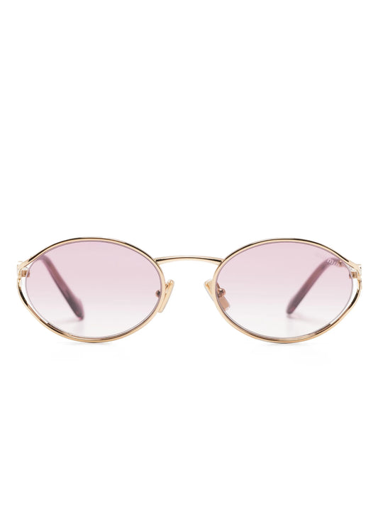 logo-plaque oval-frame sunglasses