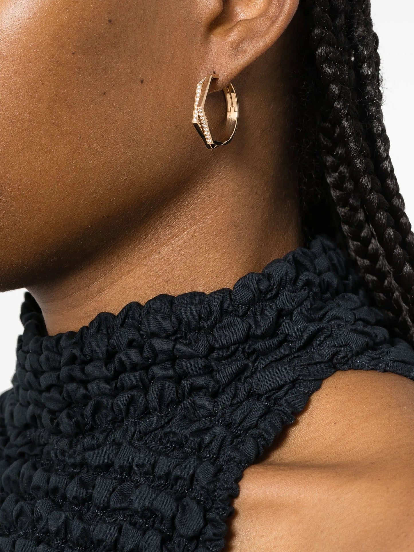 18kt rose gold Antifer diamond hoop earring