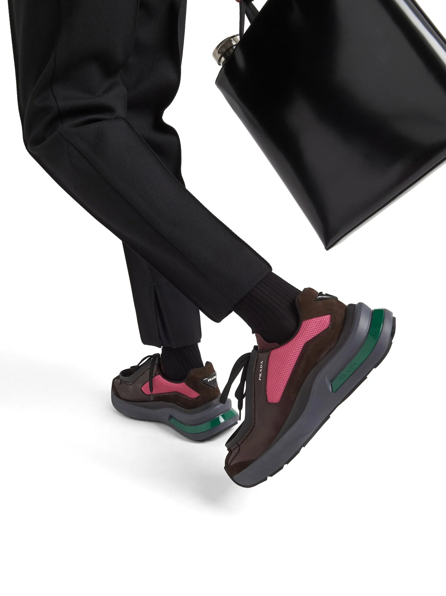 panelled leather chunky sneakers