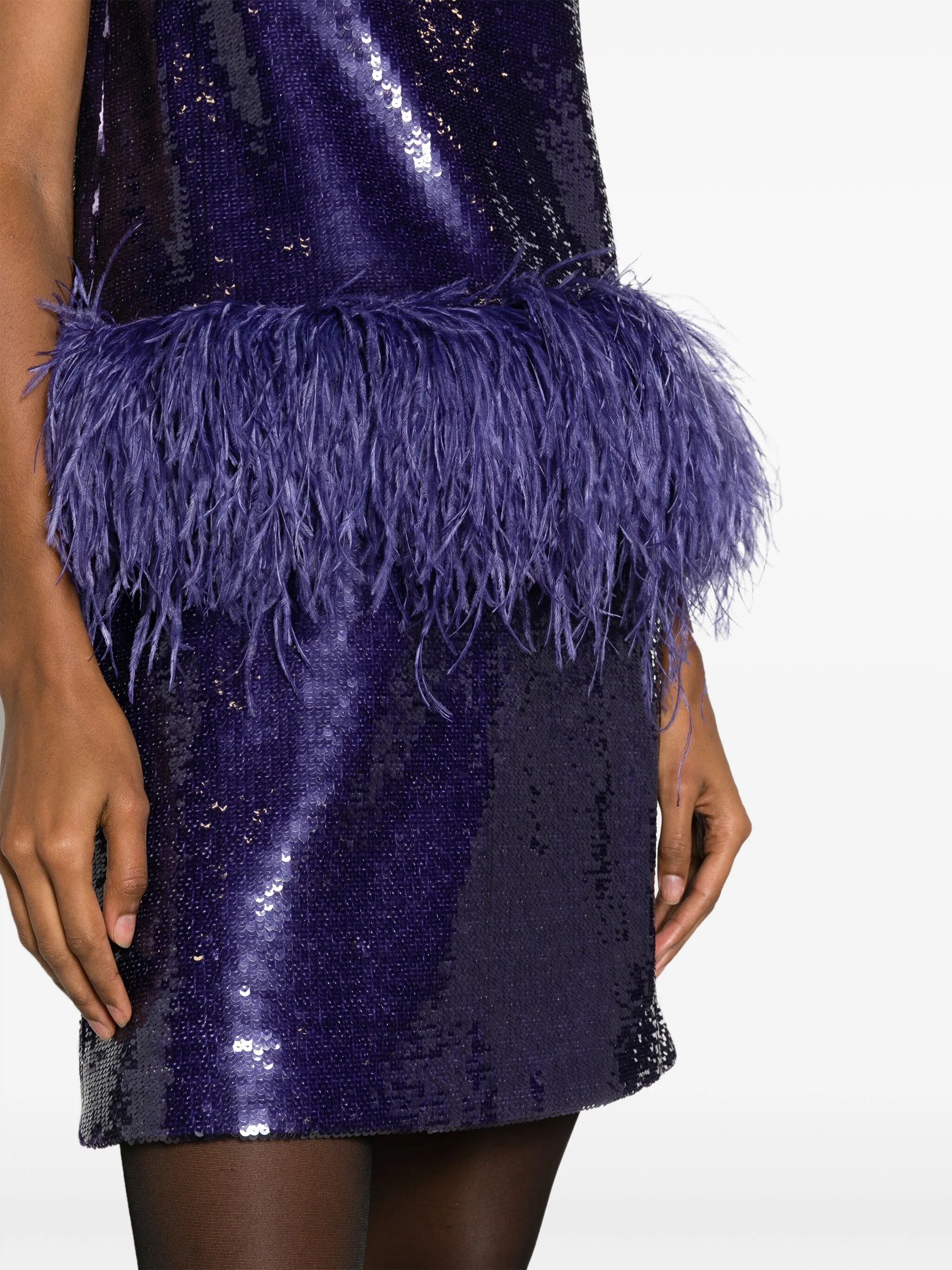 Aura feather-embellished minidress