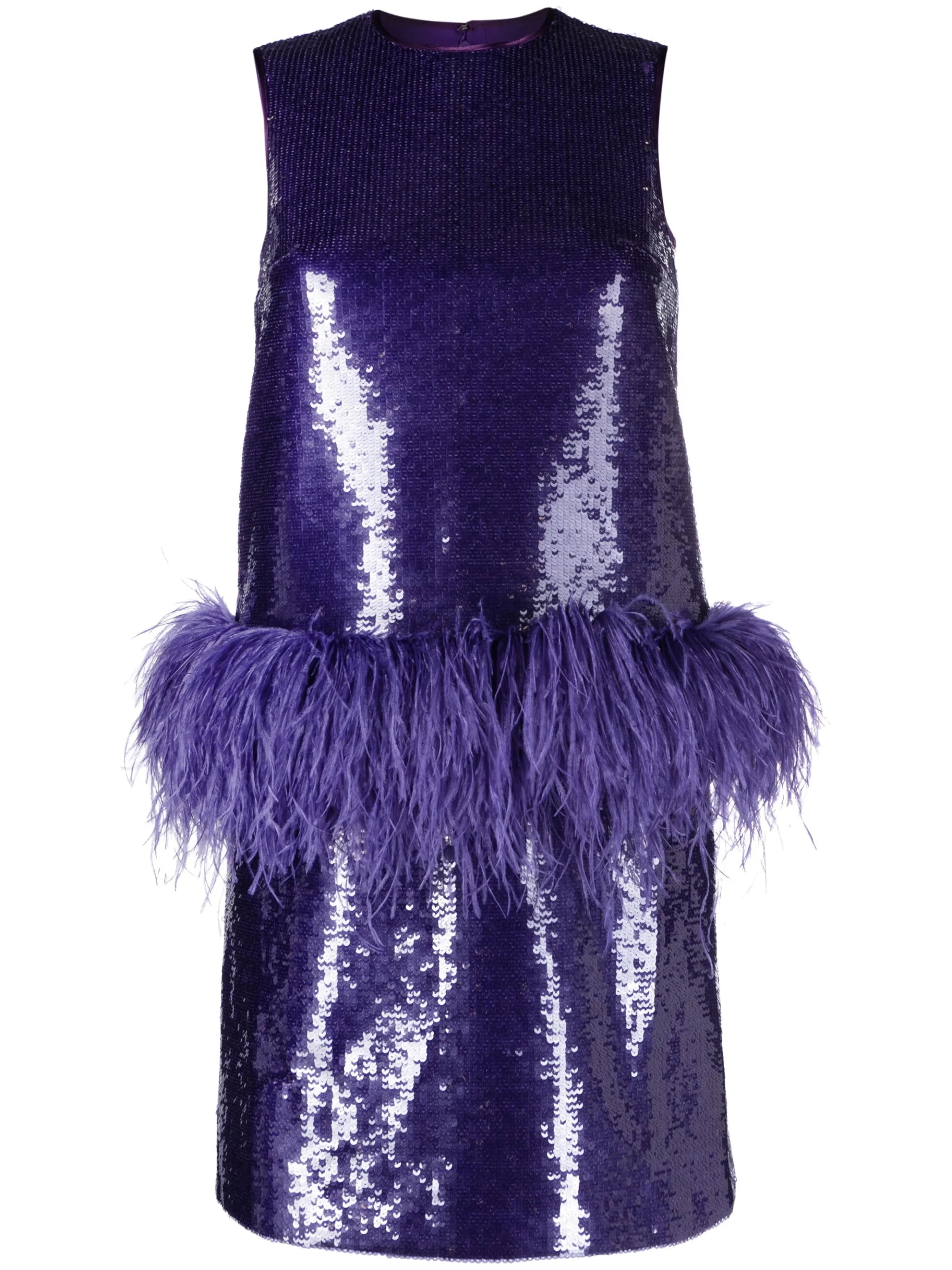 Aura feather-embellished minidress