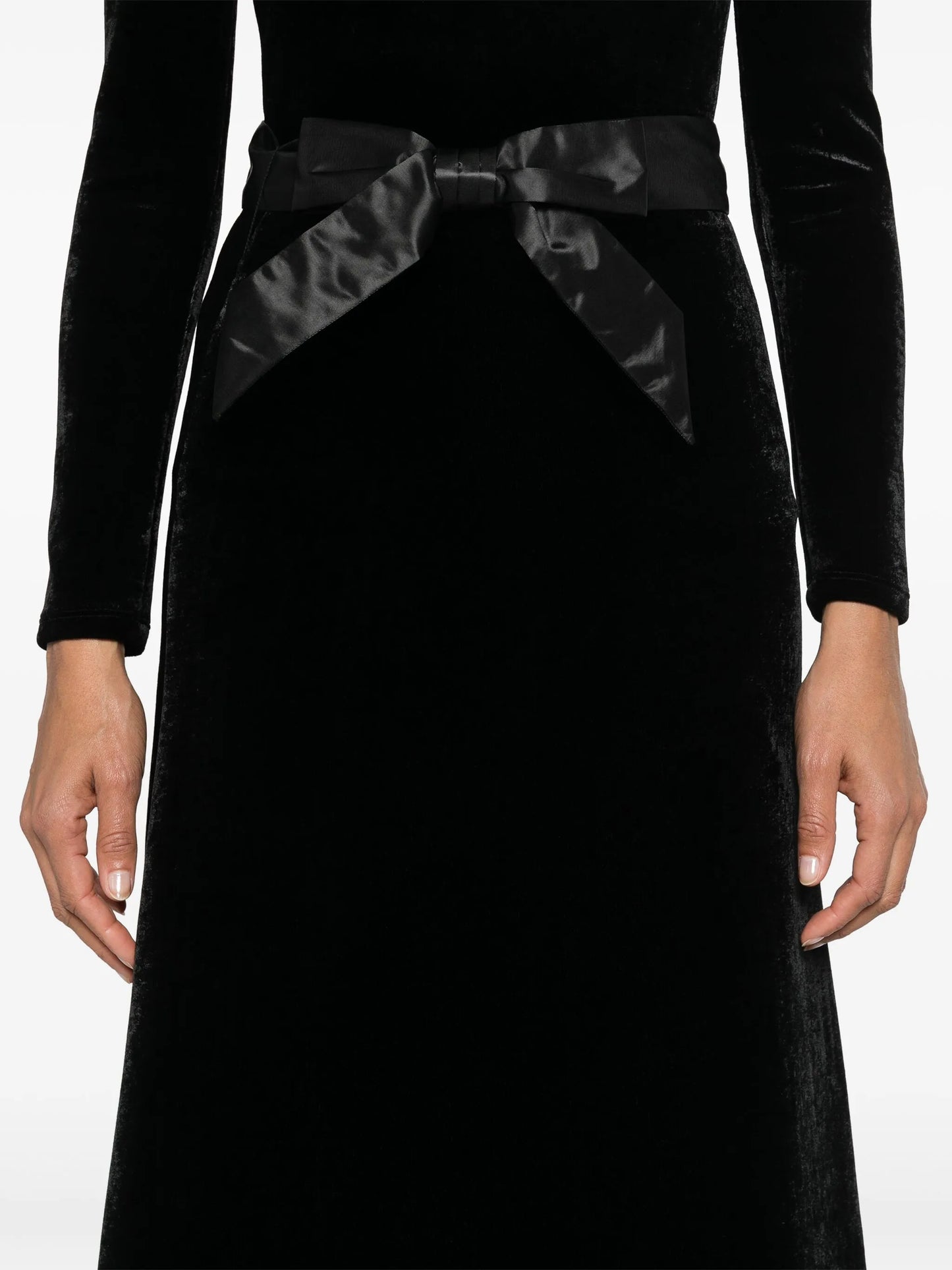 bow-detail velvet skirt