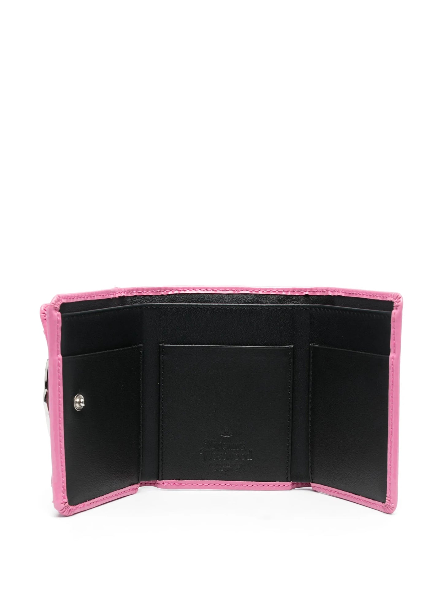 patent-finish tri-fold wallet