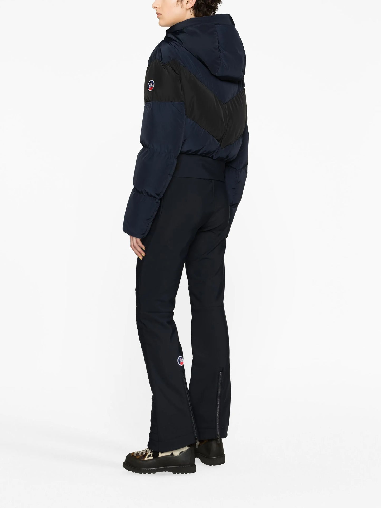 chevron-stripe padded ski jacket