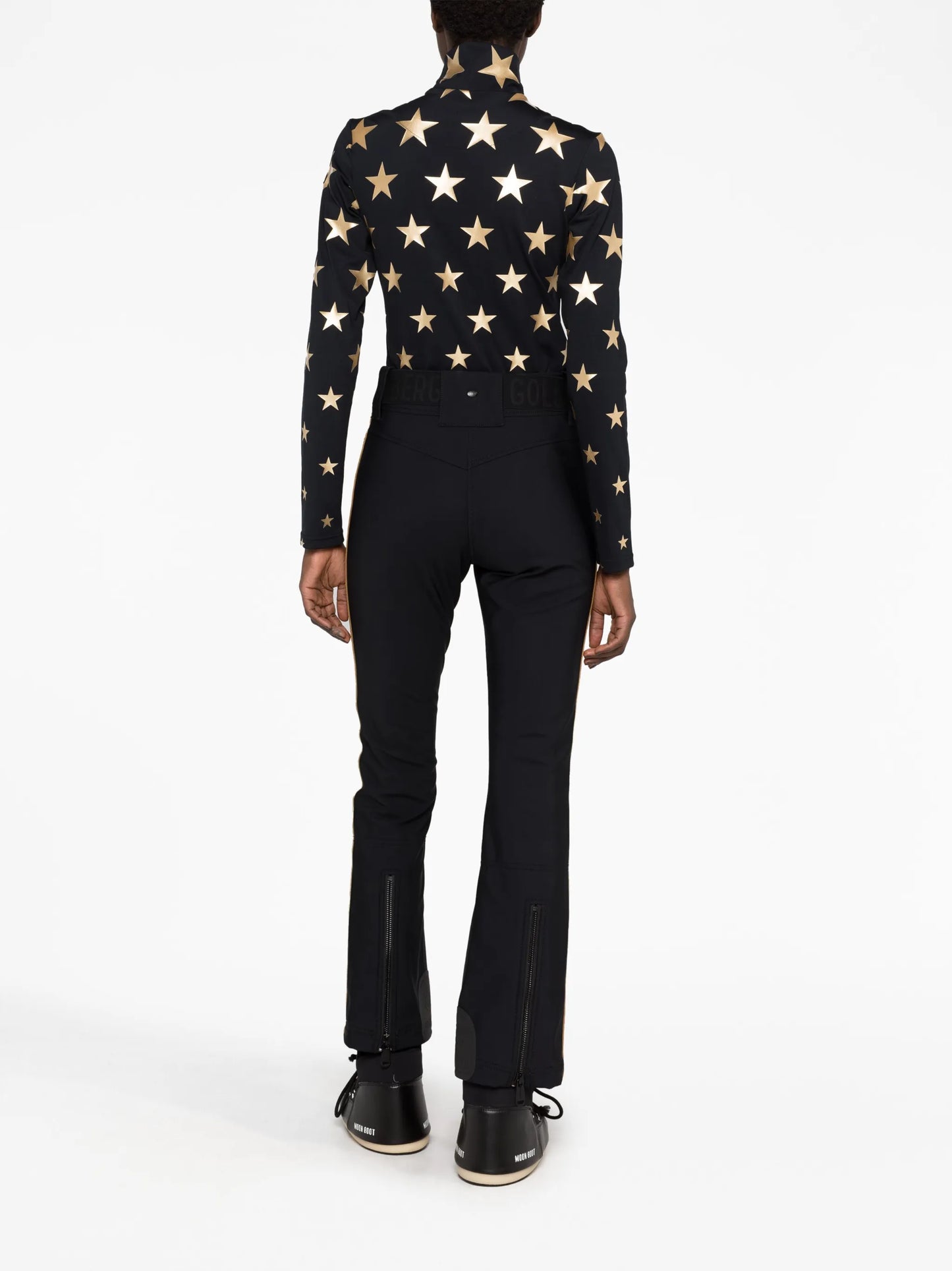 side-stripe belted ski trousers