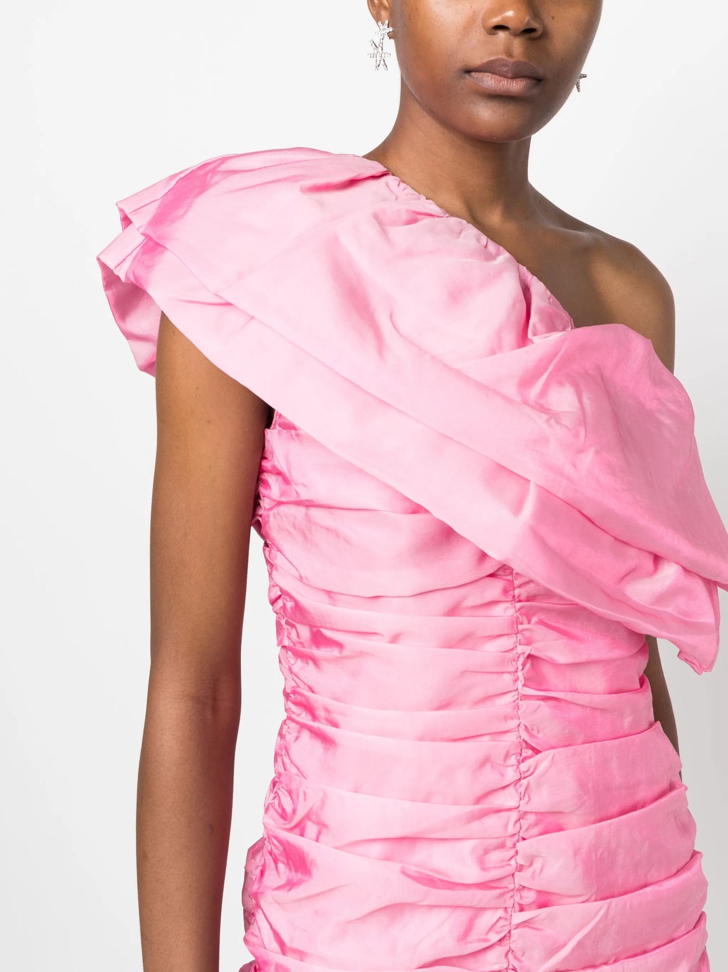 one-shoulder ruffled minidress
