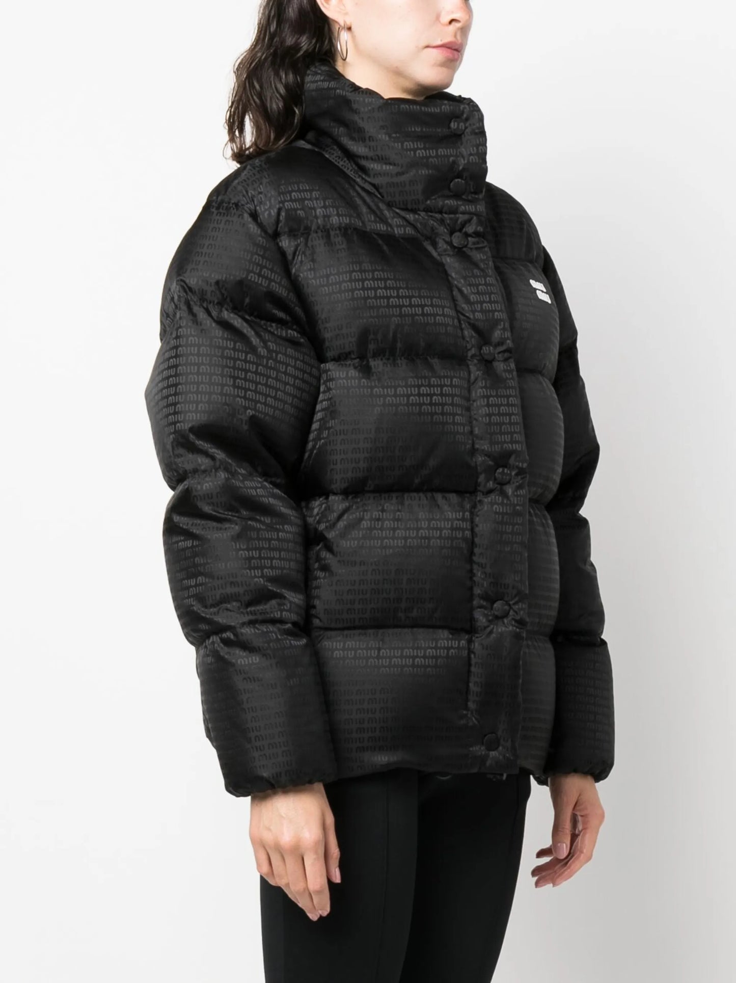 logo-print quilted jacket