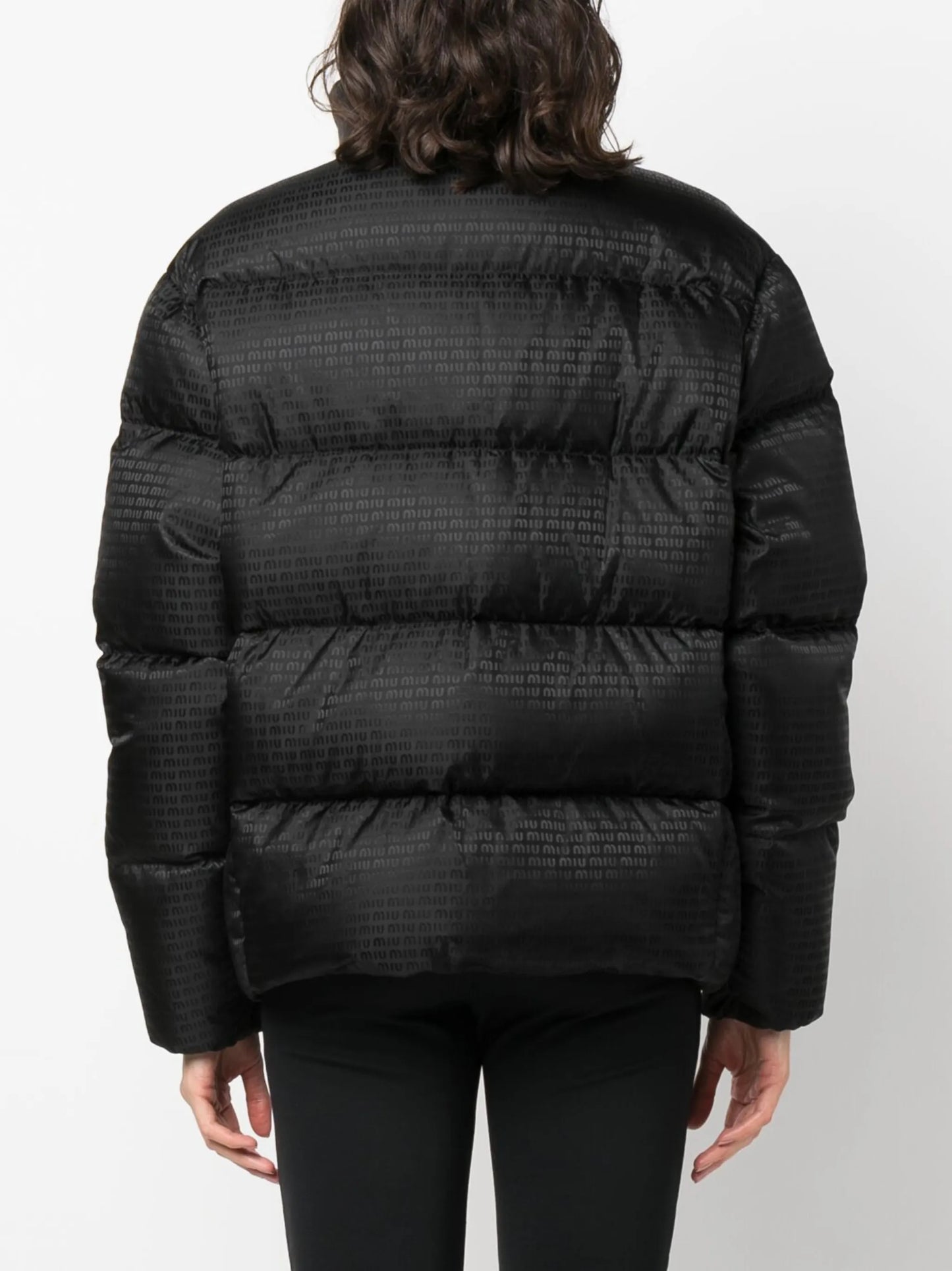 logo-print quilted jacket