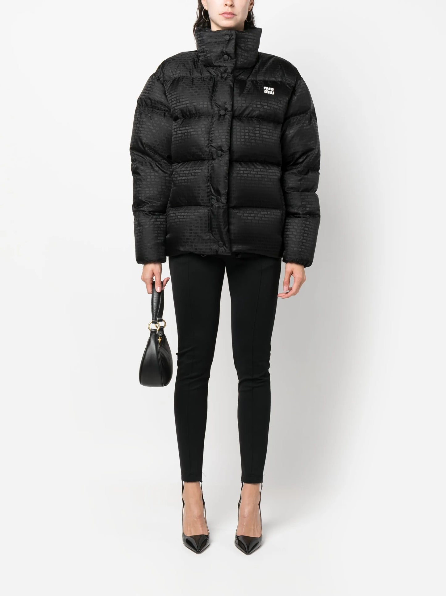 logo-print quilted jacket