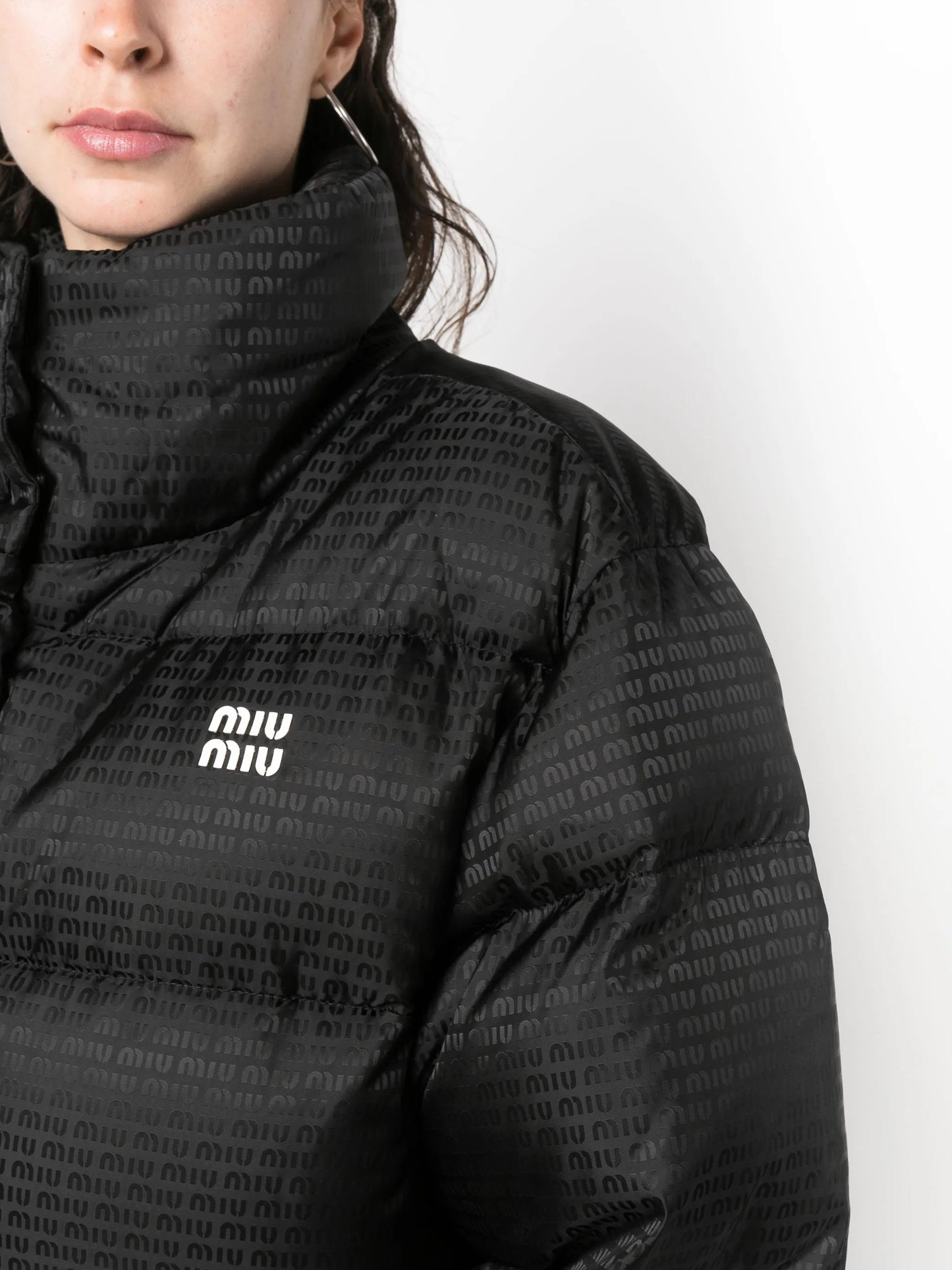 logo-print quilted jacket