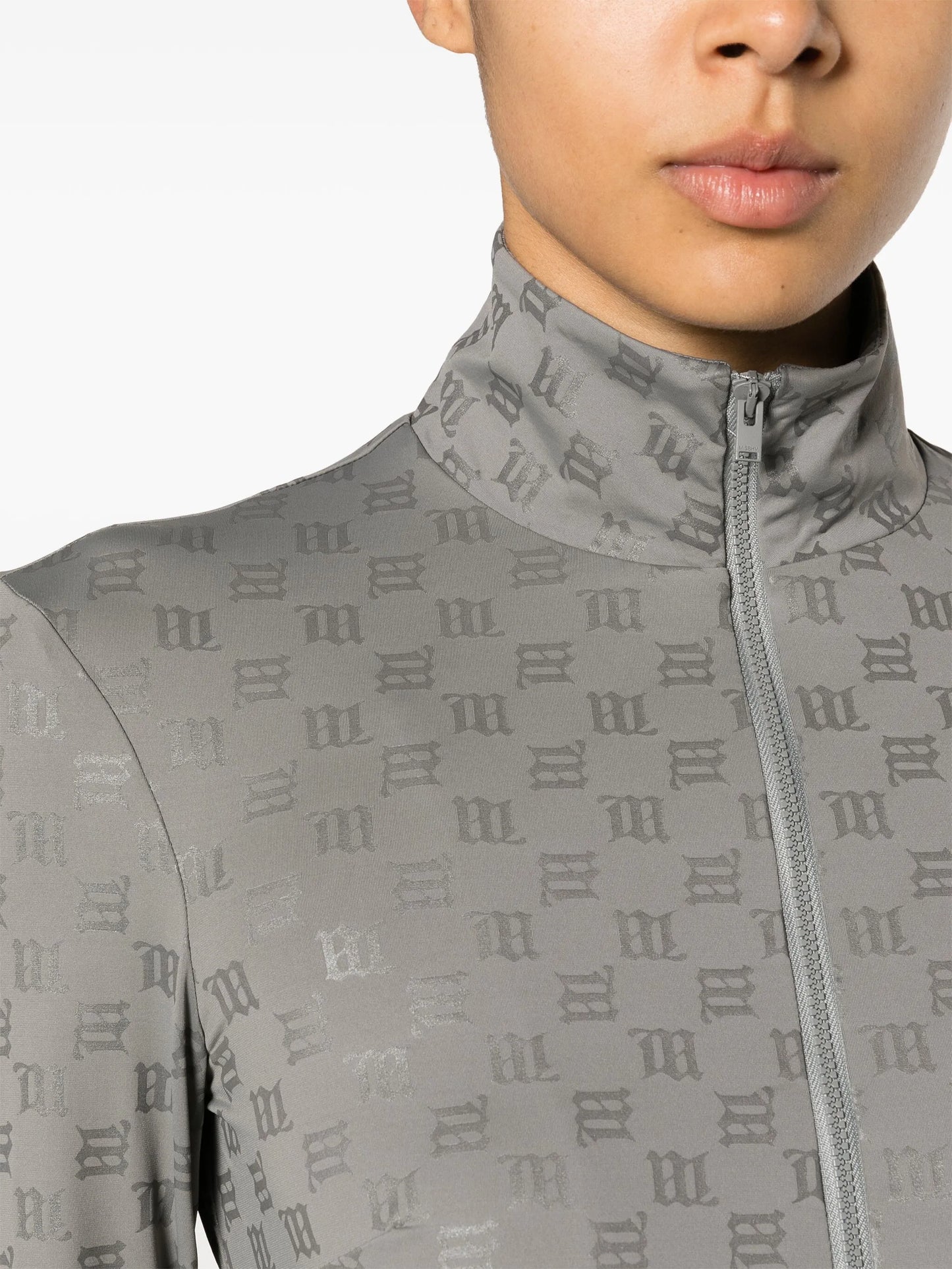 monogram zip-up fitted jacket