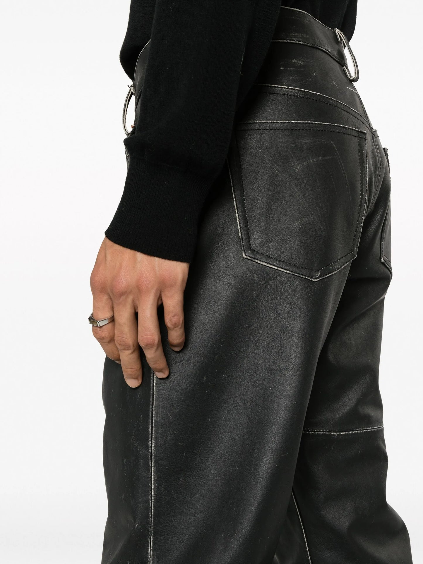 straight-leg leather trousers