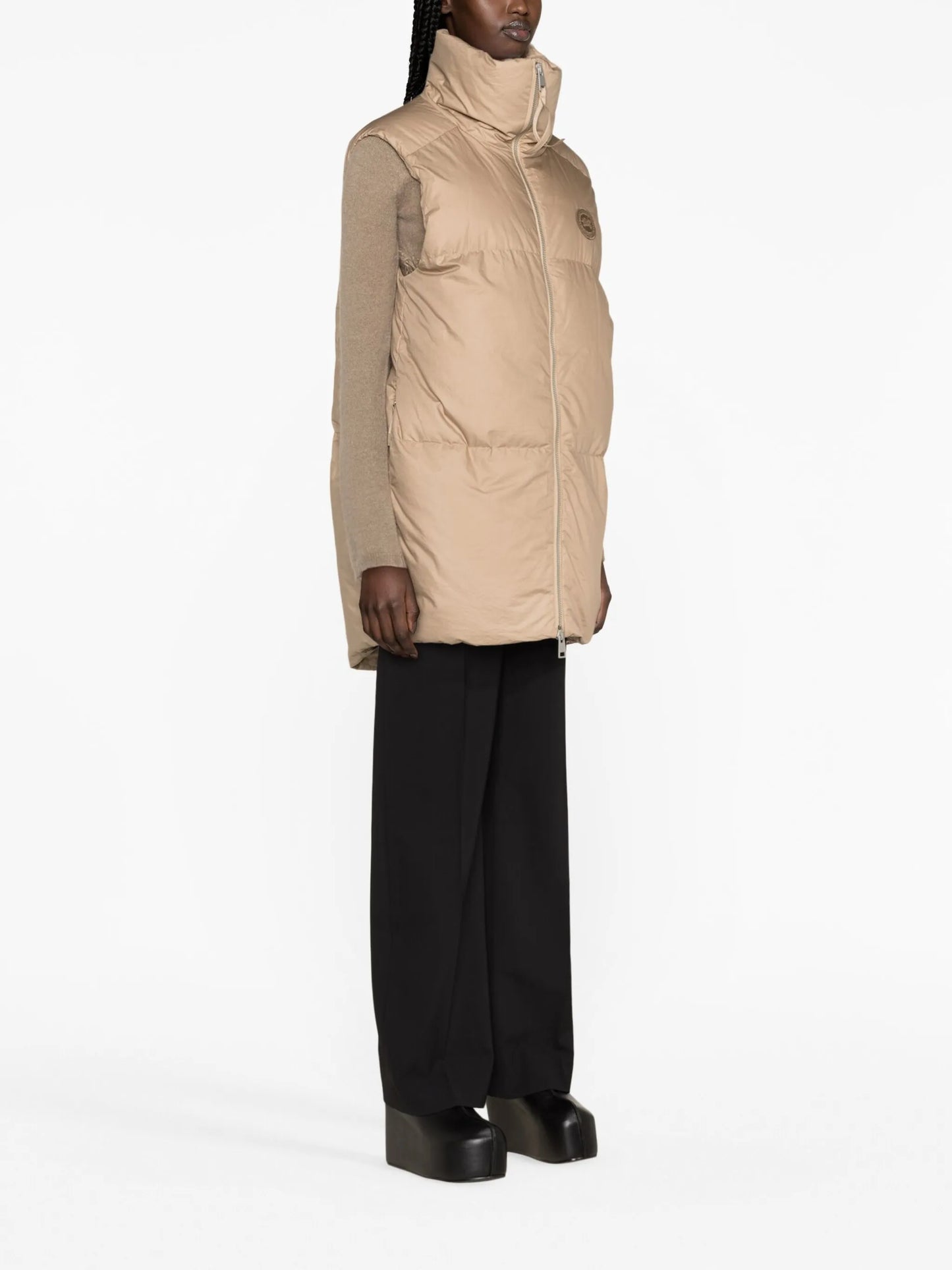 logo-patch padded cotton gilet