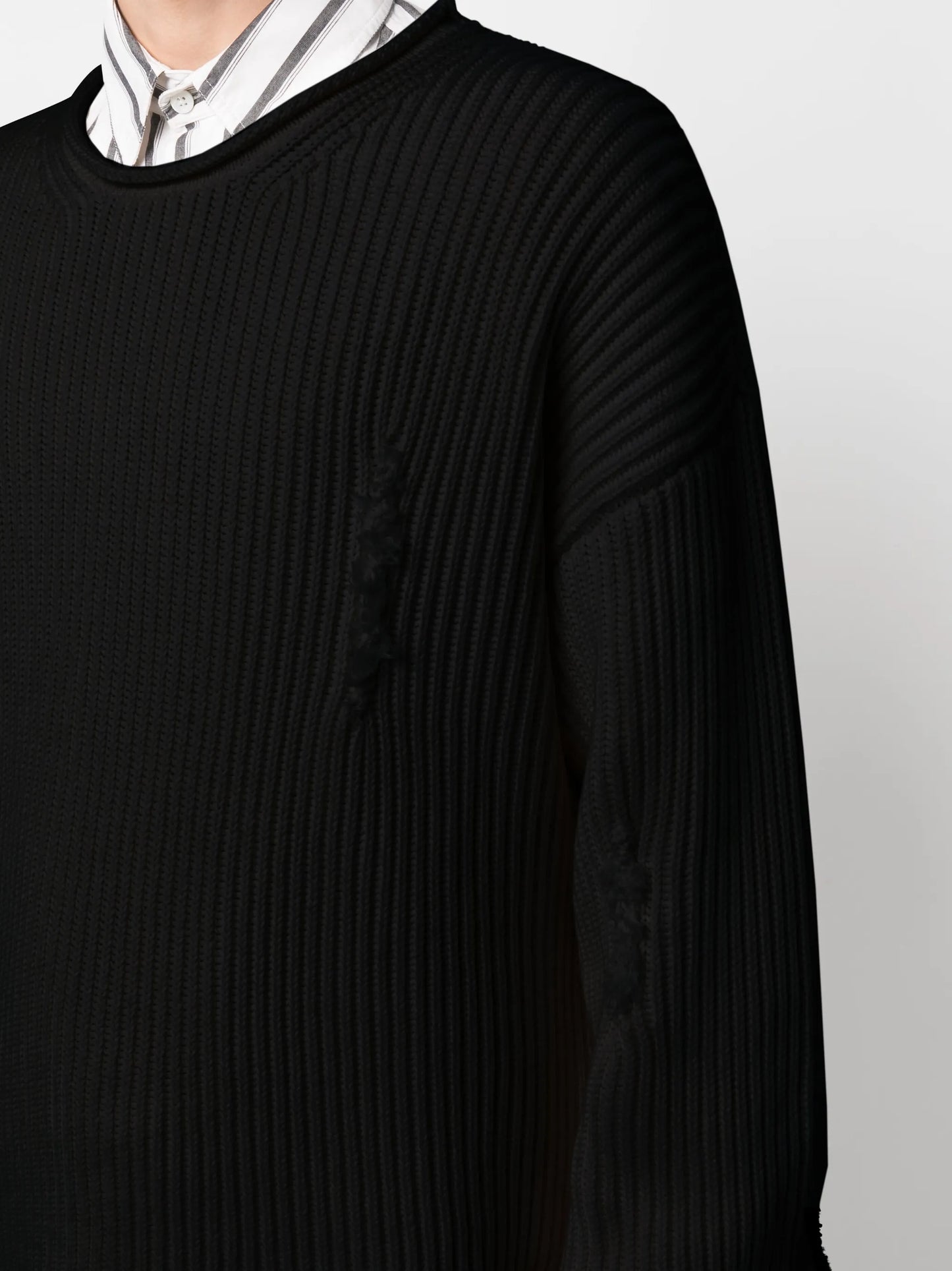 distressed ribbed jumper