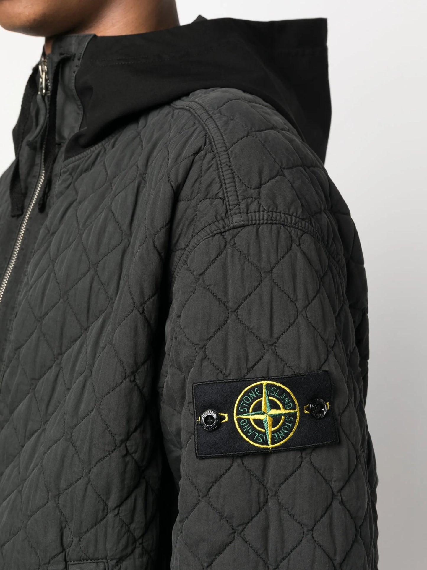 quilted hooded zip-up jacket