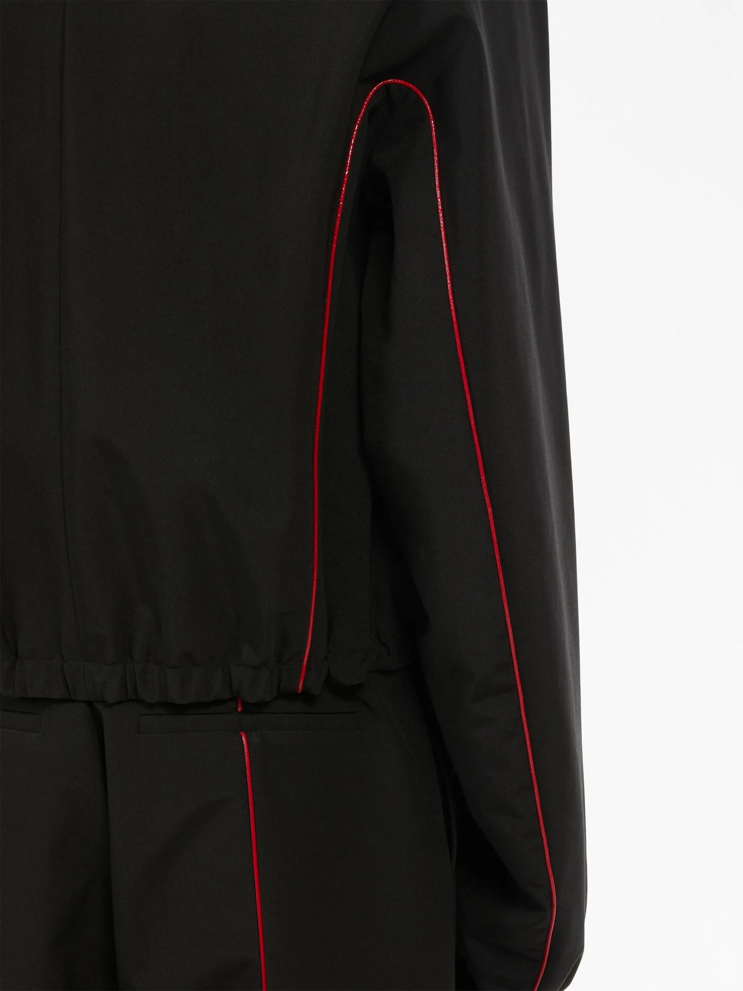 contrast-piping drawstring lightweight jacket