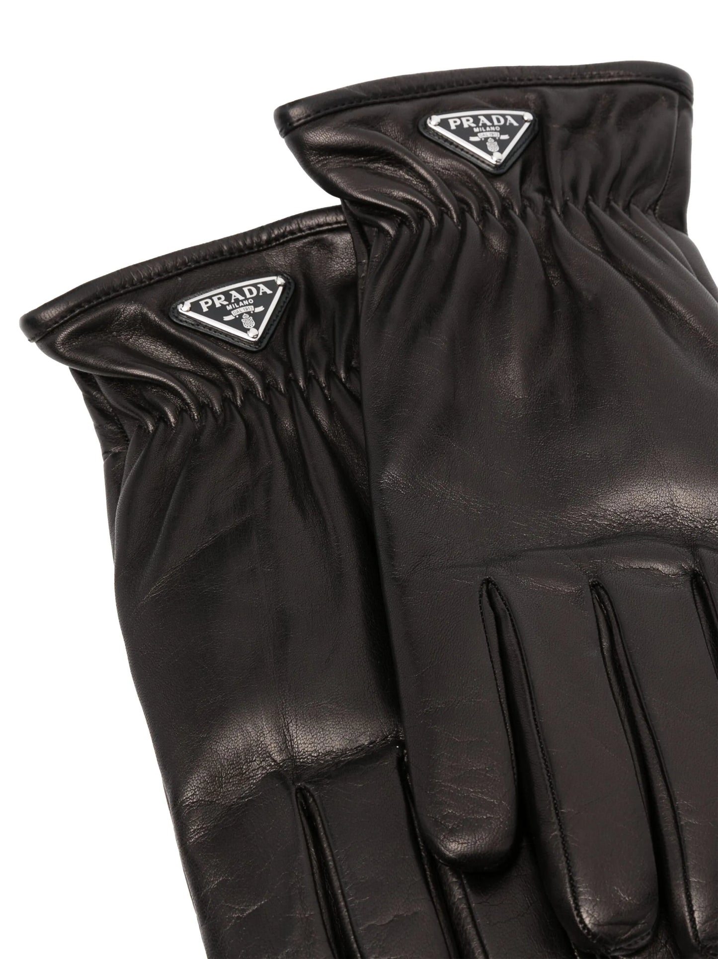 triangle-logo leather gloves