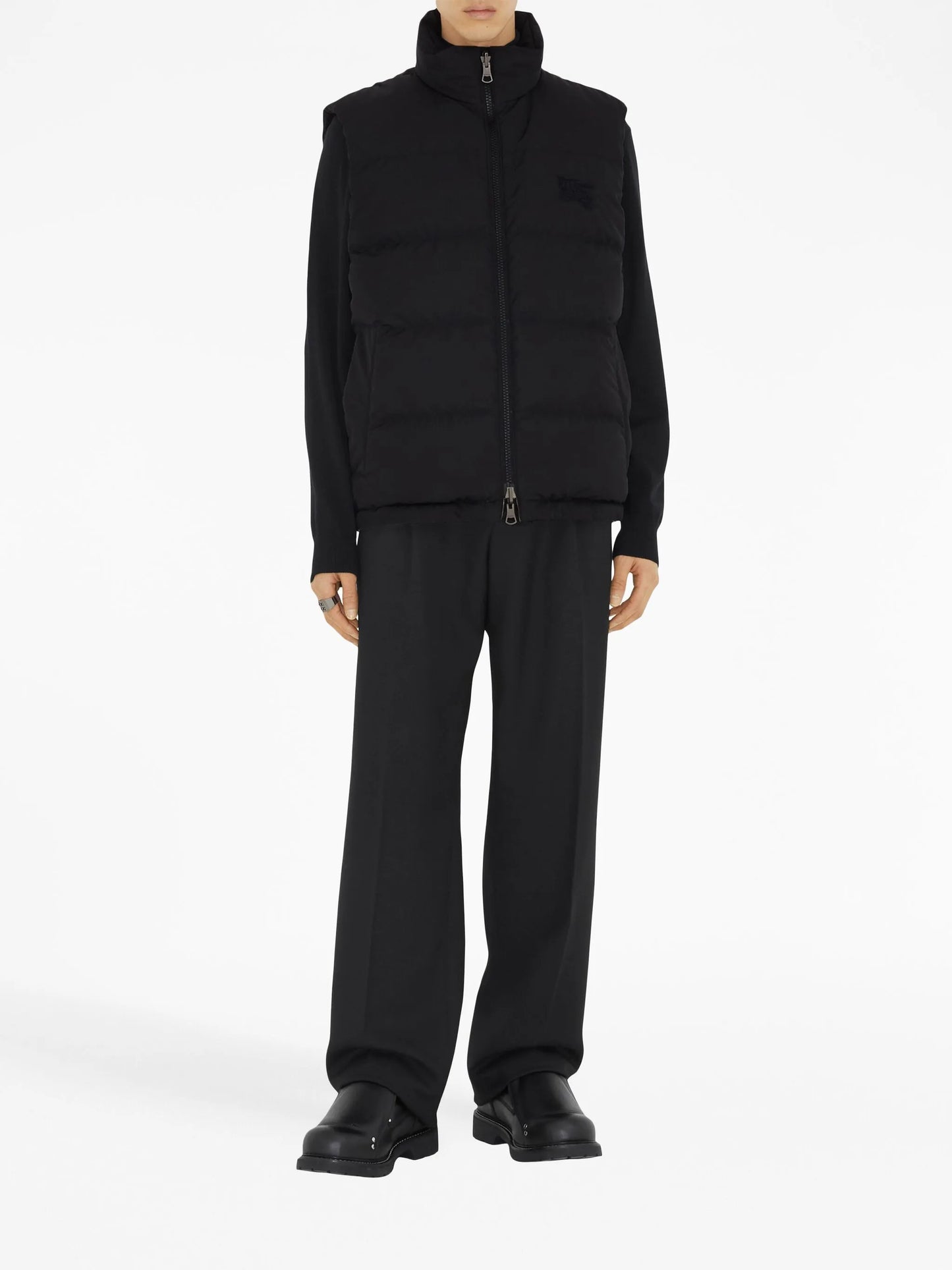 check-print padded gilet