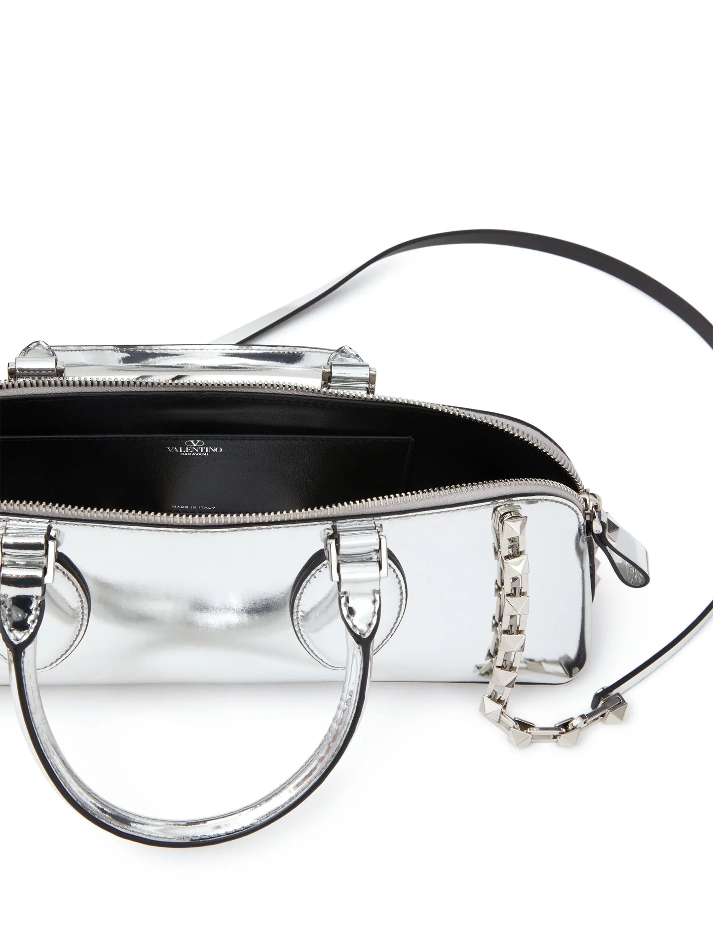 Rockstud E/W mirrored leather handbag