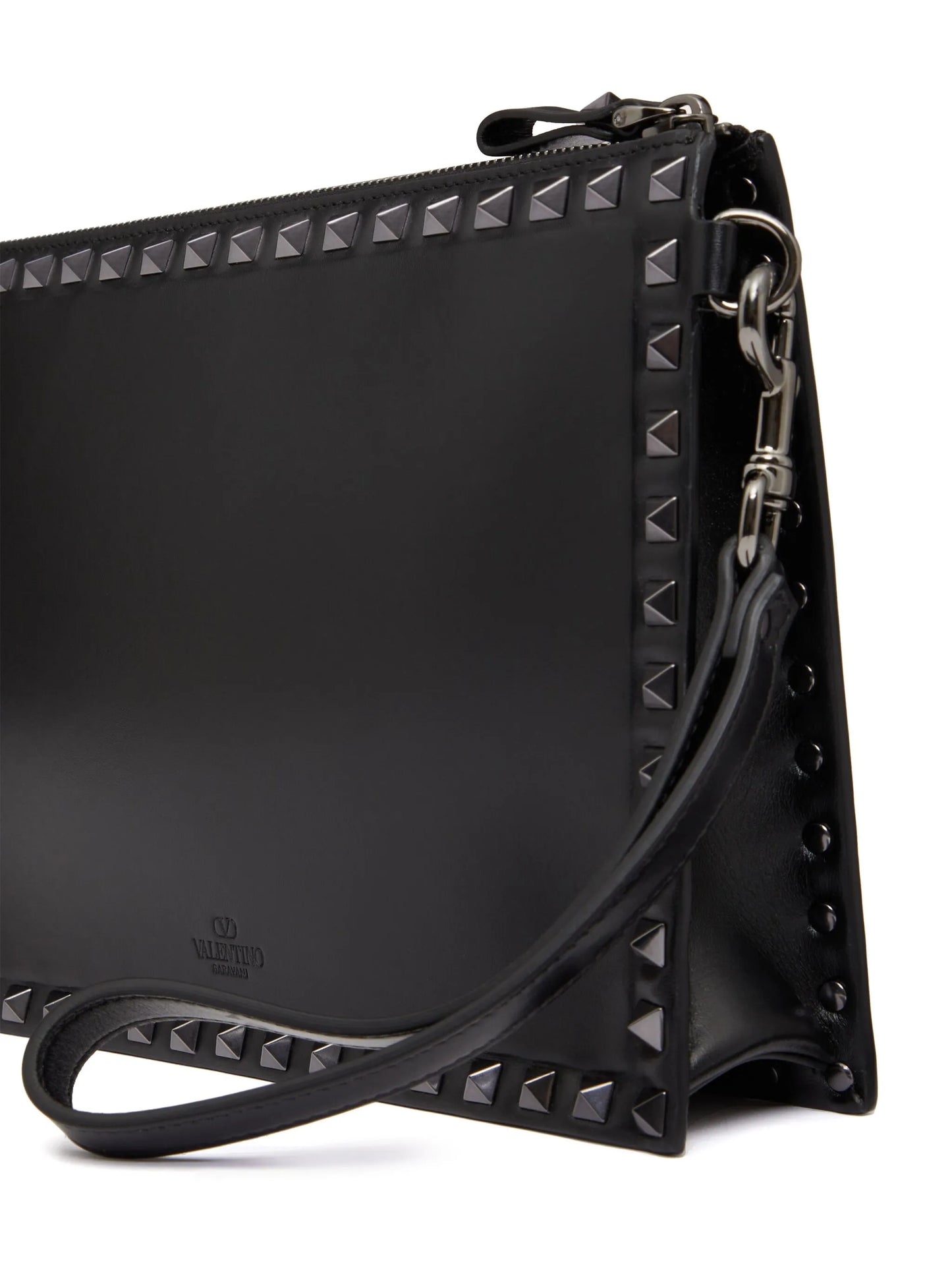 Rockstud leather clutch bag