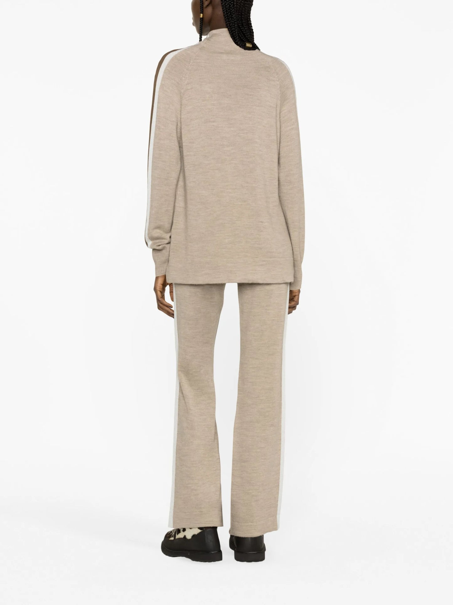side-stripe flared trousers