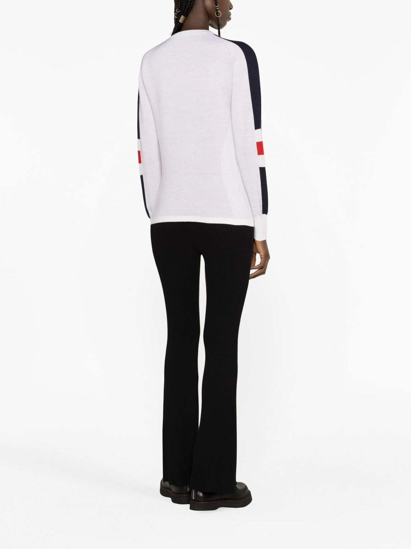 striped merino-piqué ski top