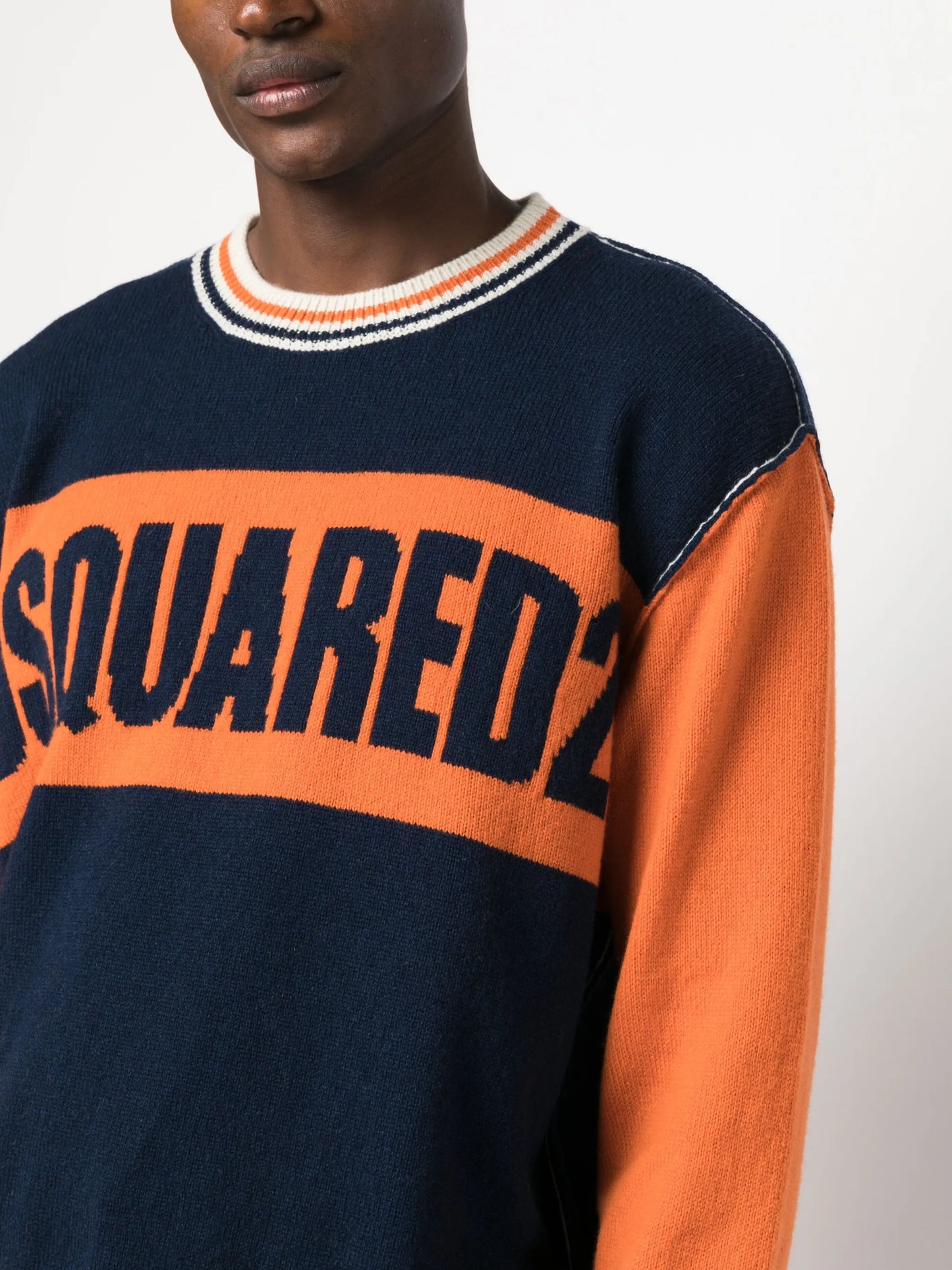 College intarsia-knit logo crew-neck jumper