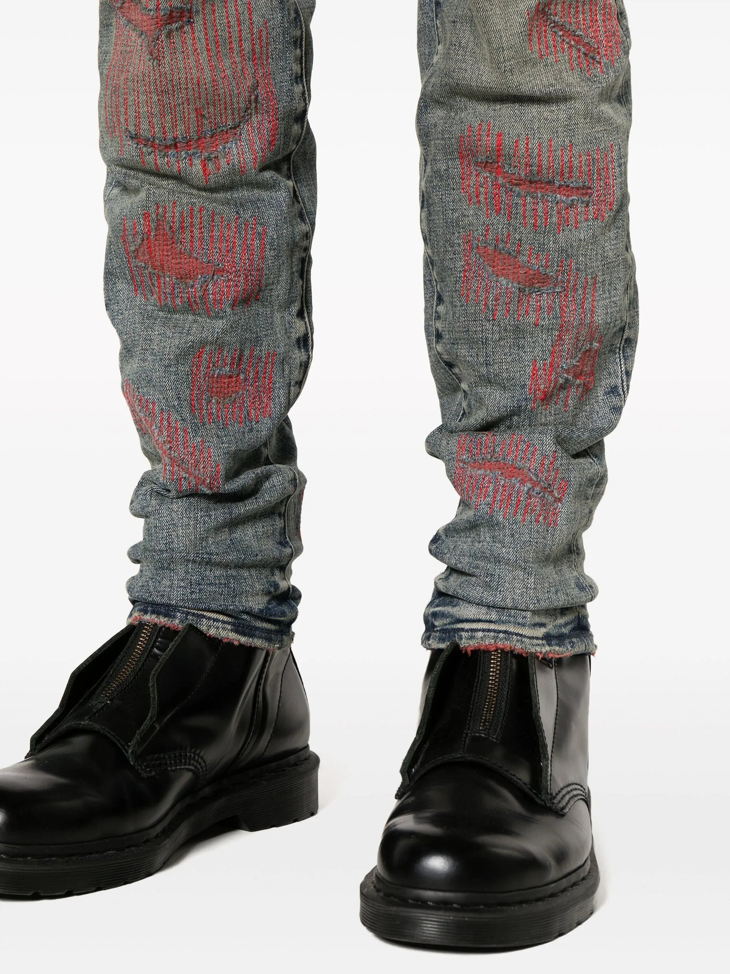 distressed-effect slim-fit jeans