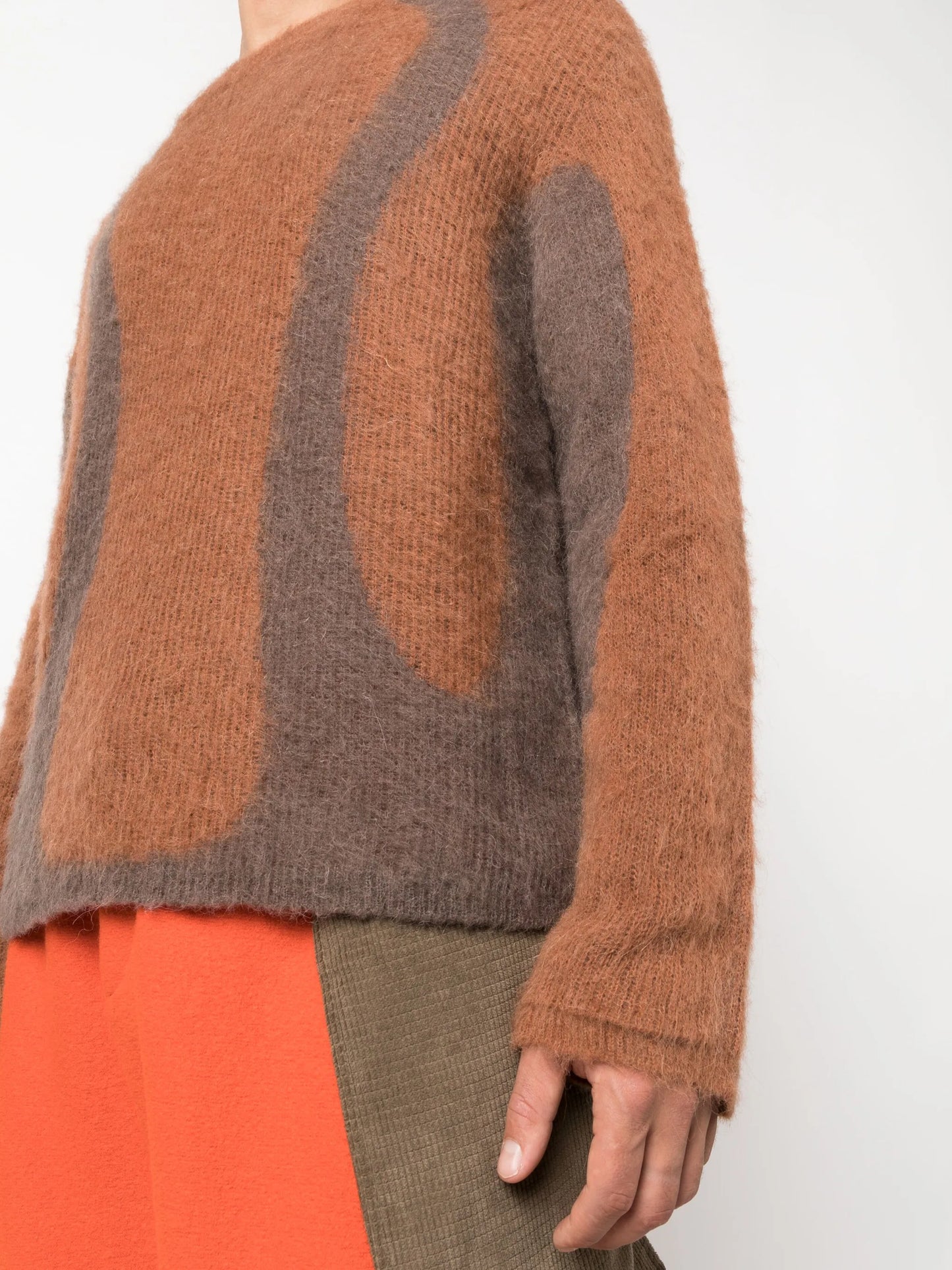 Liquid brushed intarsia-knit jumper