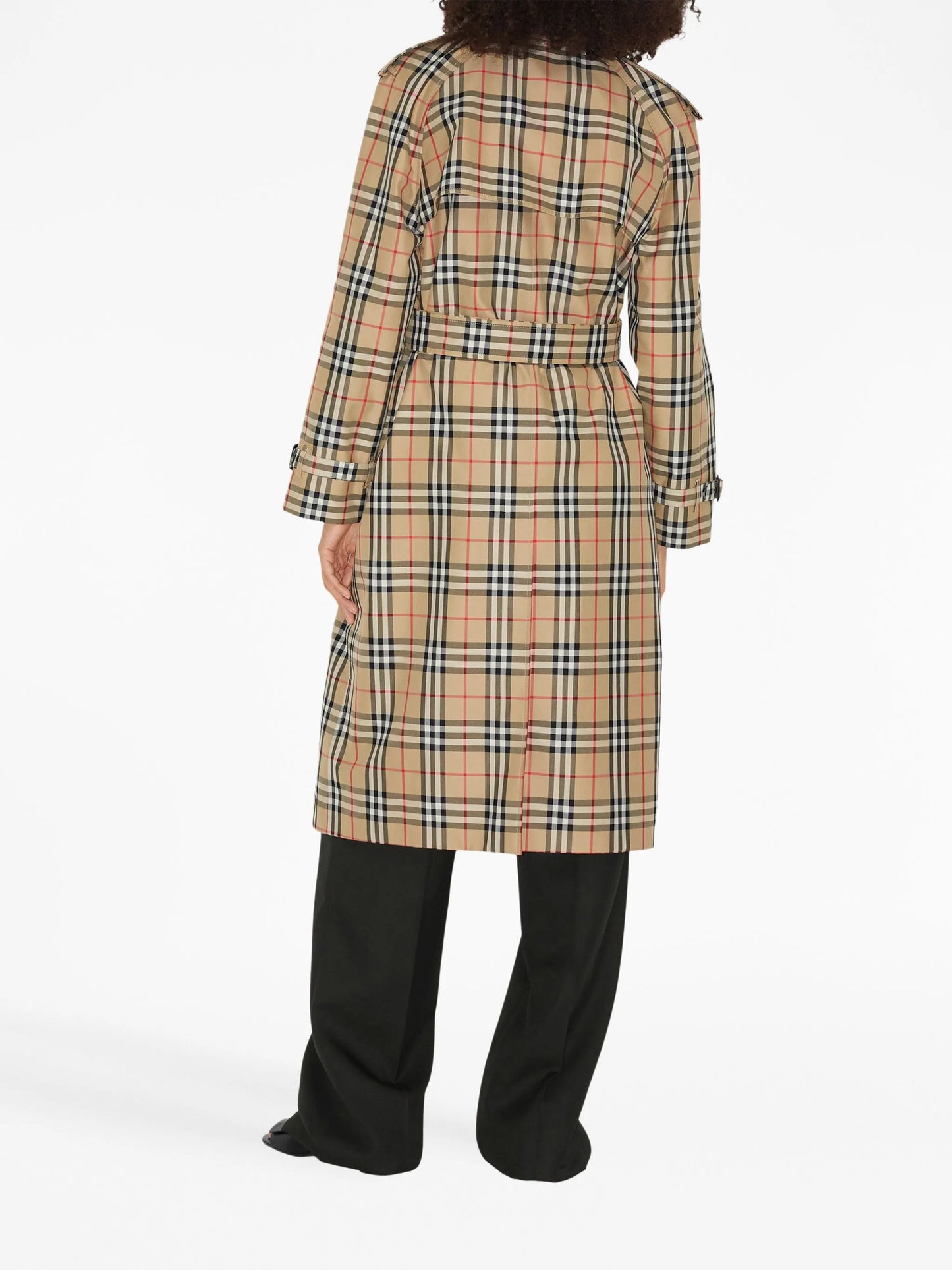Vintage Check-print trench coat