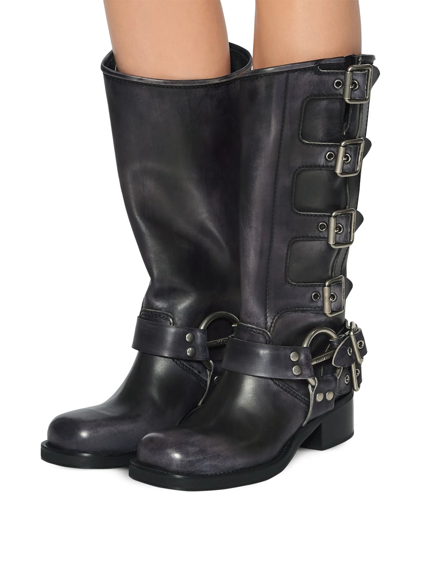 buckle-detail leather boots