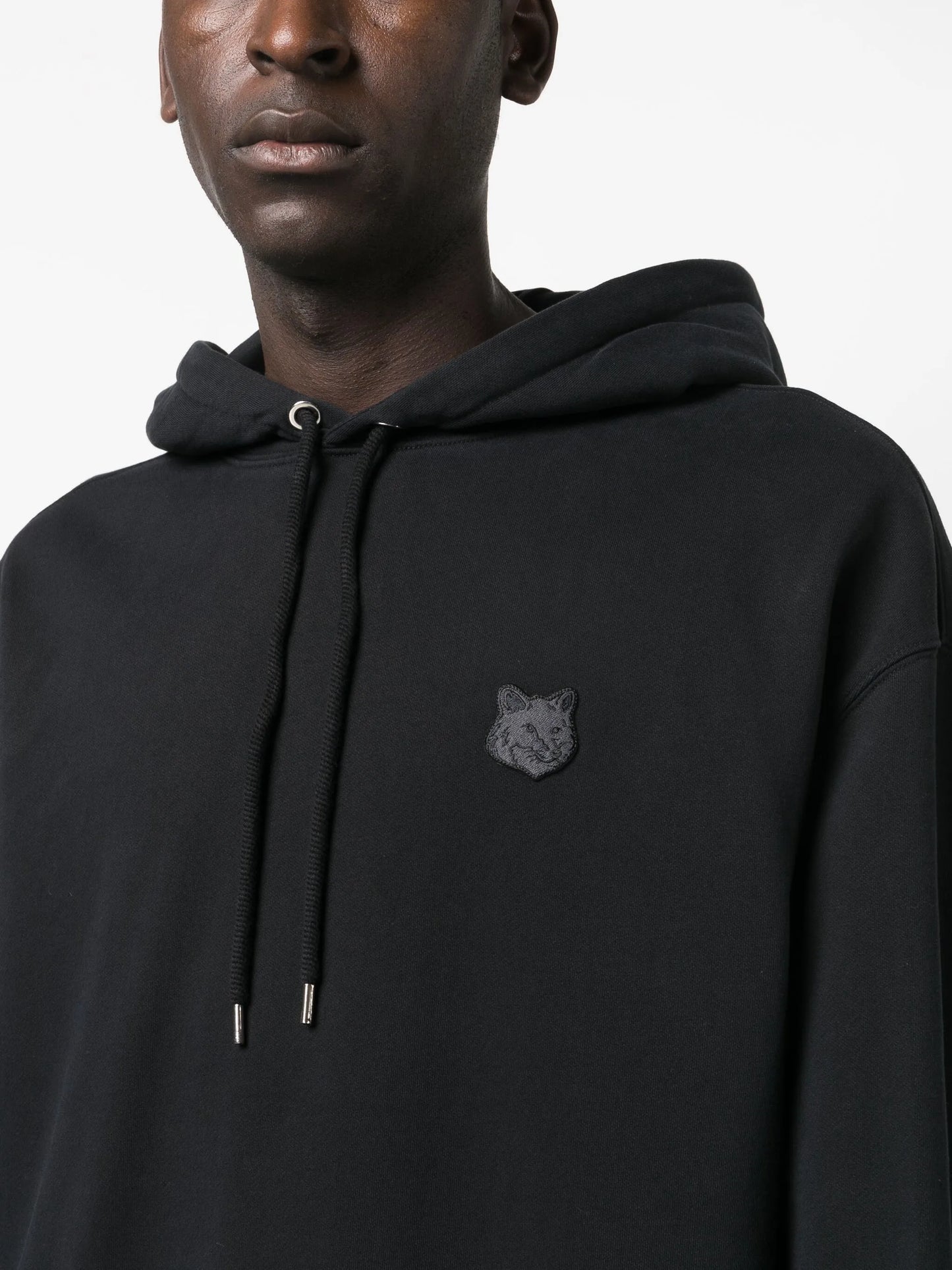 fox-motif cotton hoodie