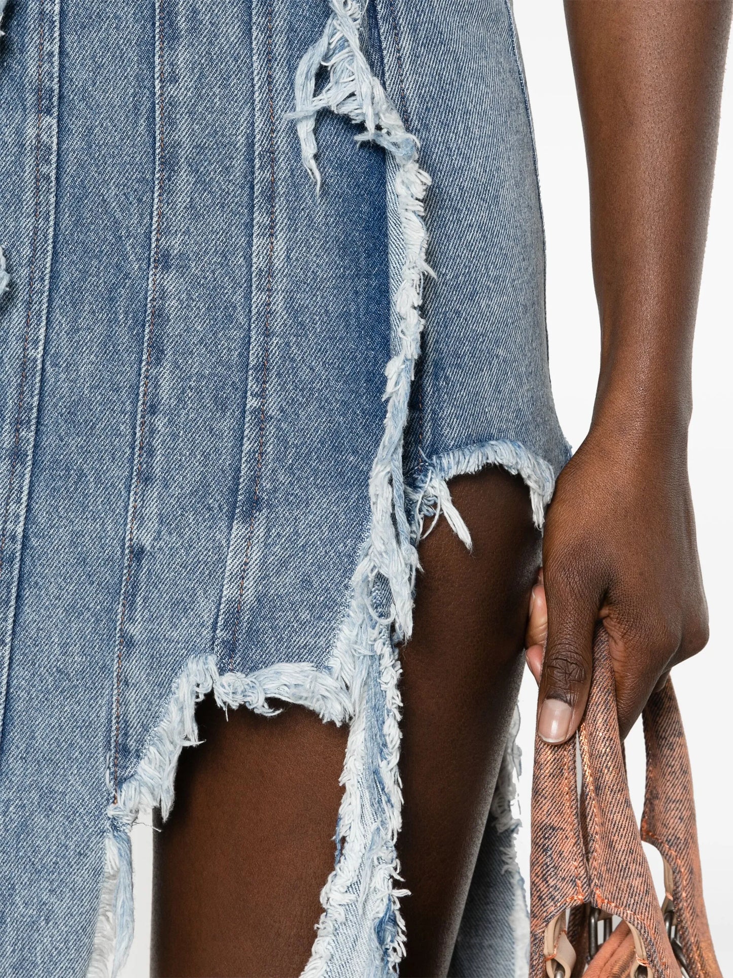 distressed denim minidress