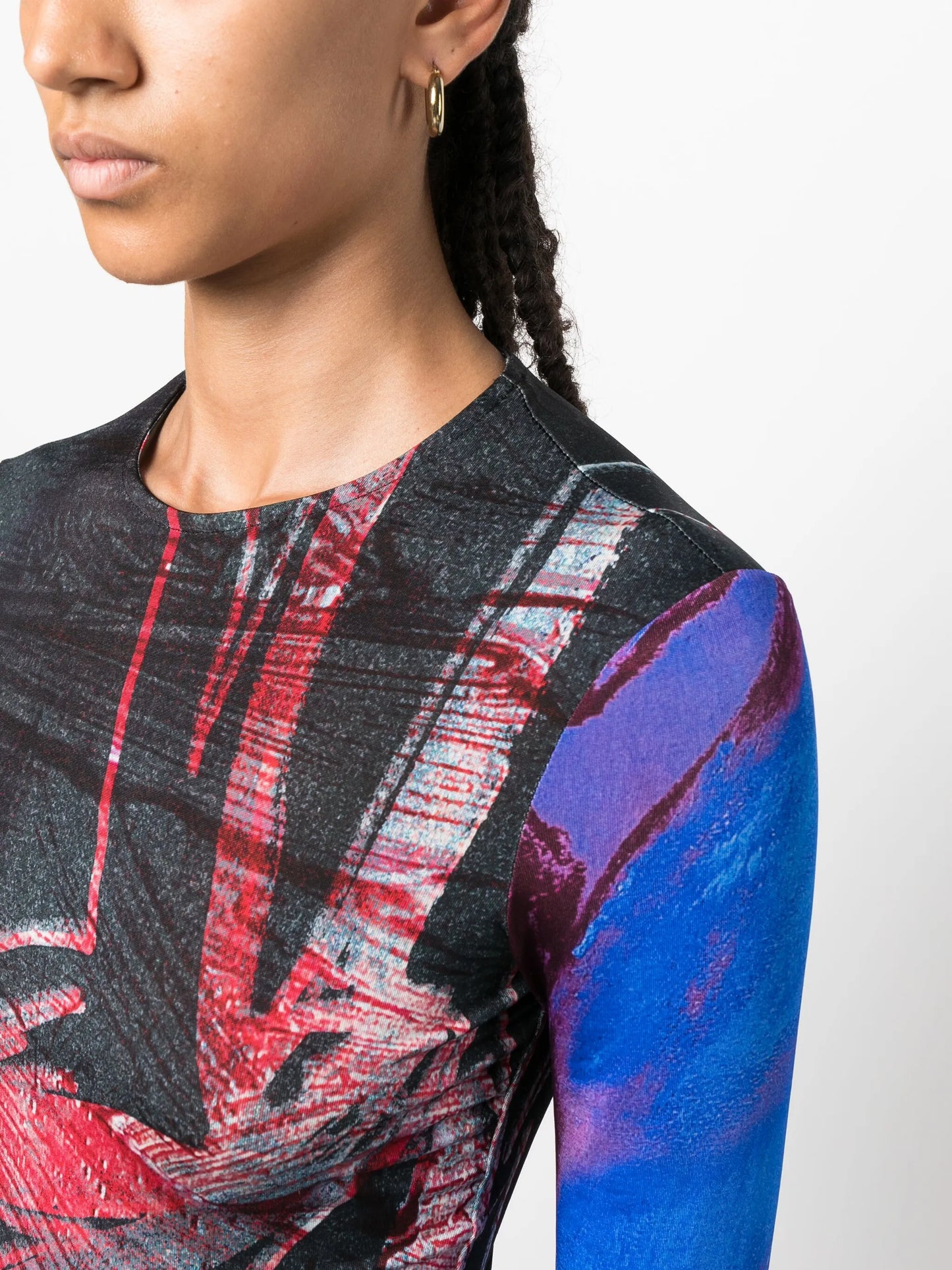 abstract-print mesh top